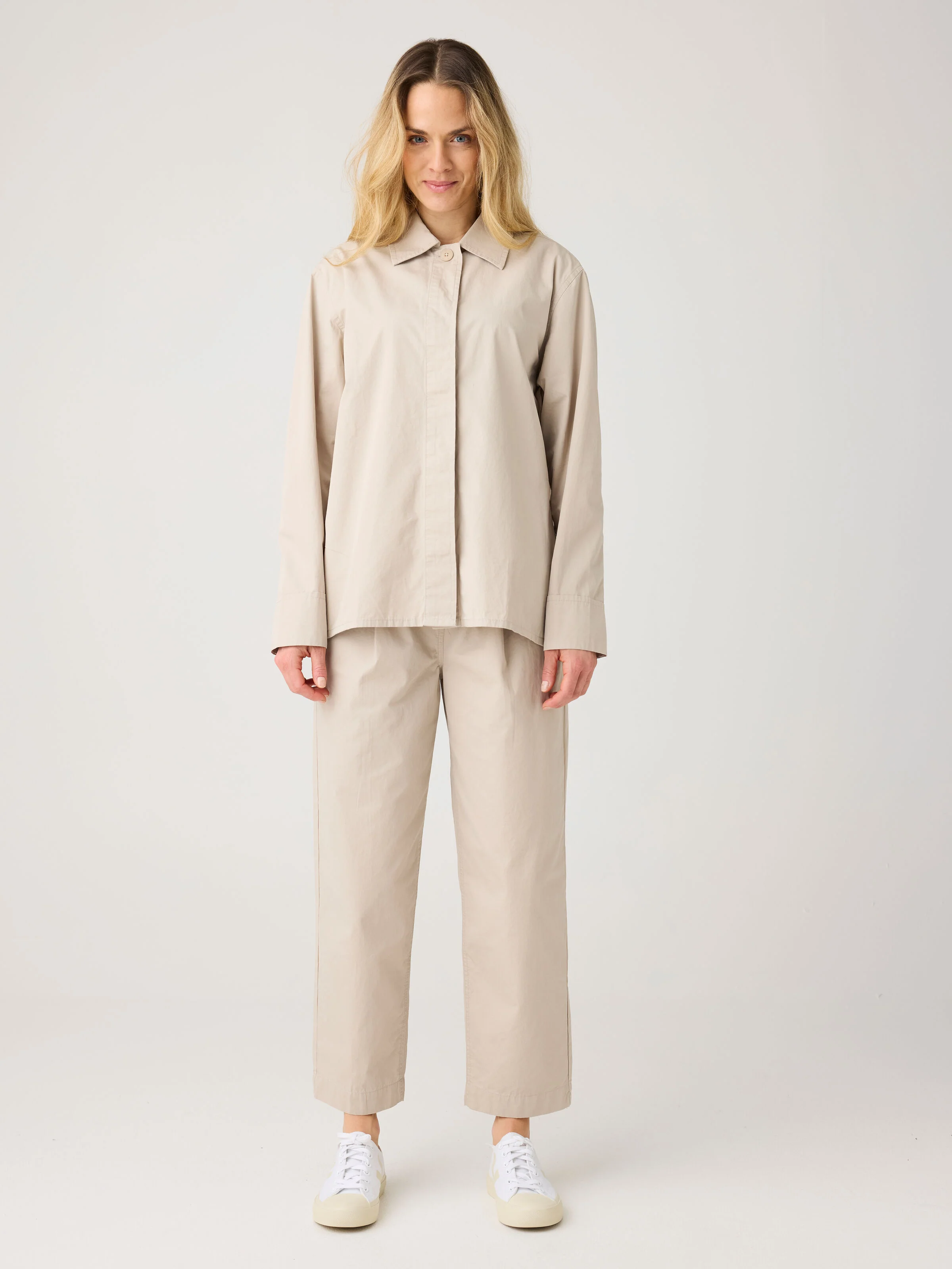 Poplin pleat pants - Light feather gray - Image 2