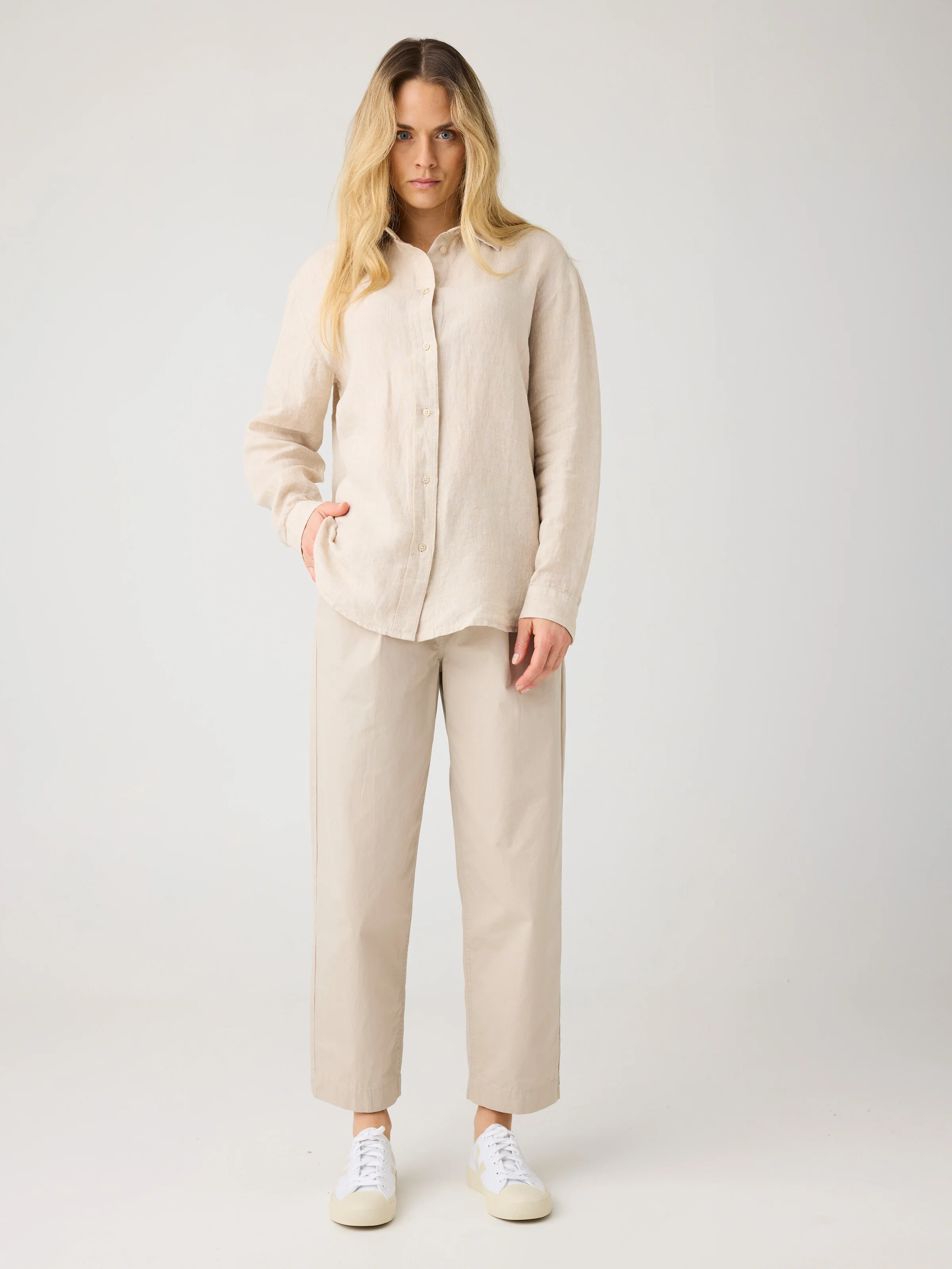 Poplin pleat pants - Light feather gray - Image 3
