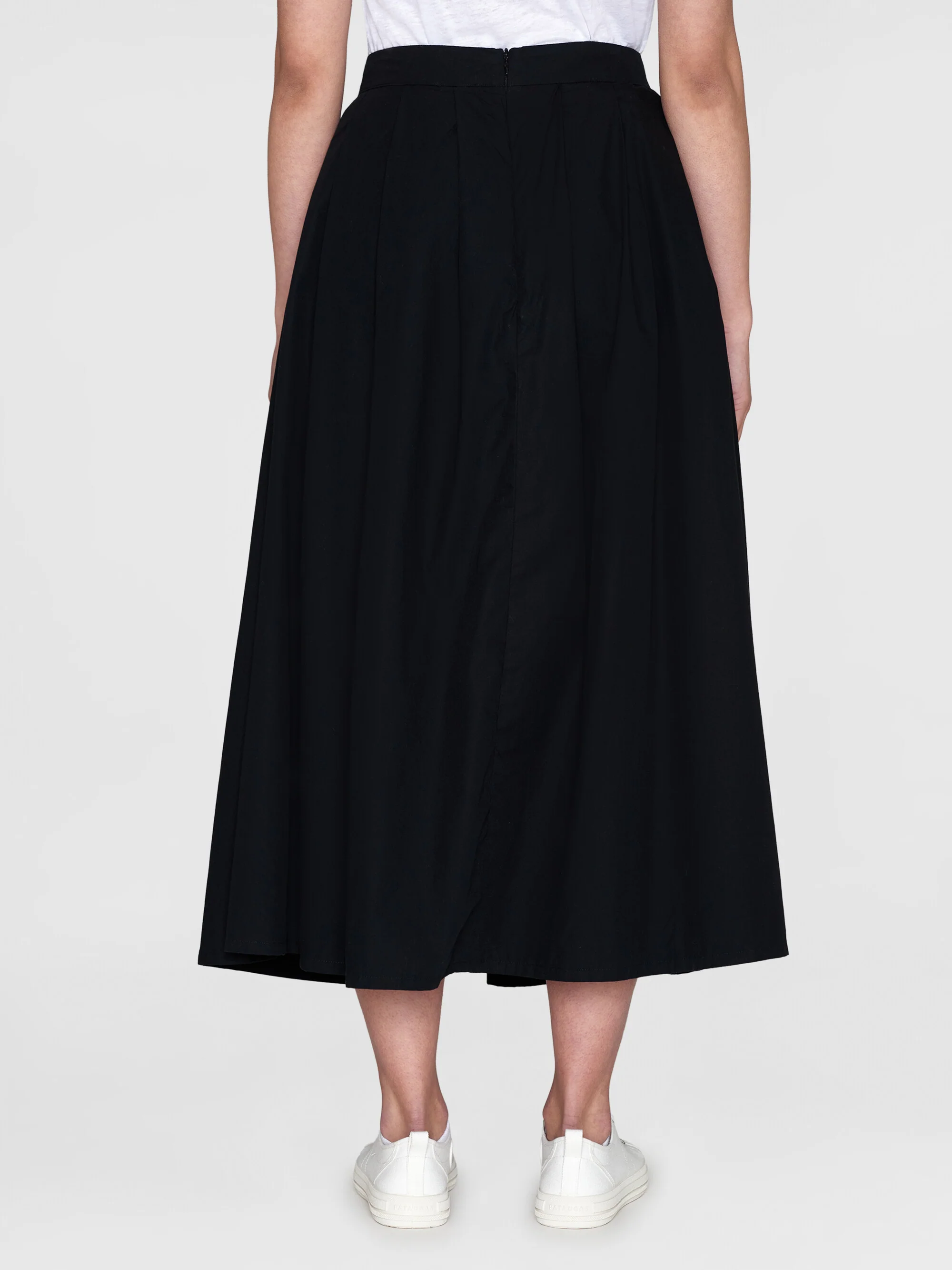 Poplin pleated mid-length skirt - Black Jet - Image 3
