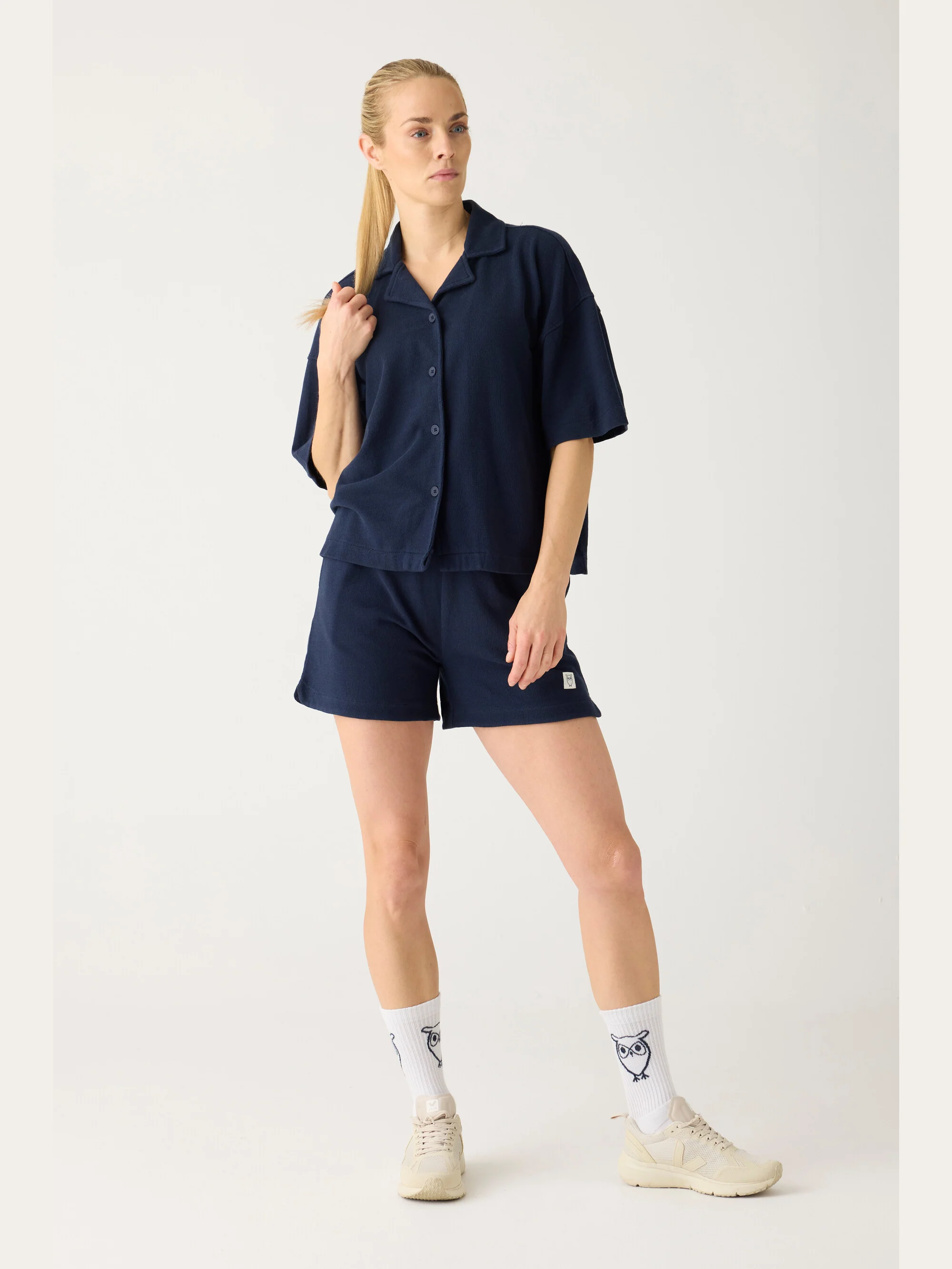 POSEY elastic waist bouclé shorts - GOTS/Vegan - Night Sky - Image 4