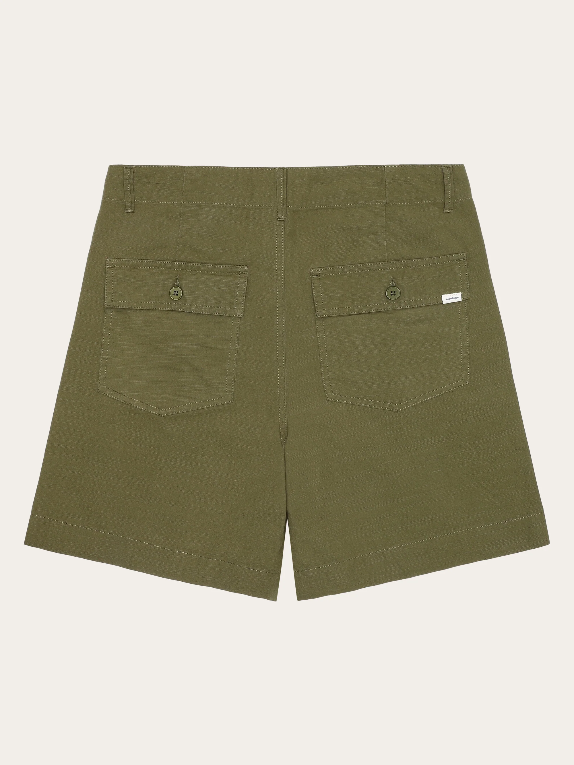 POSEY mid-rise wide slub yarn shorts - GOTS/Vegan - Burned Olive - Image 3