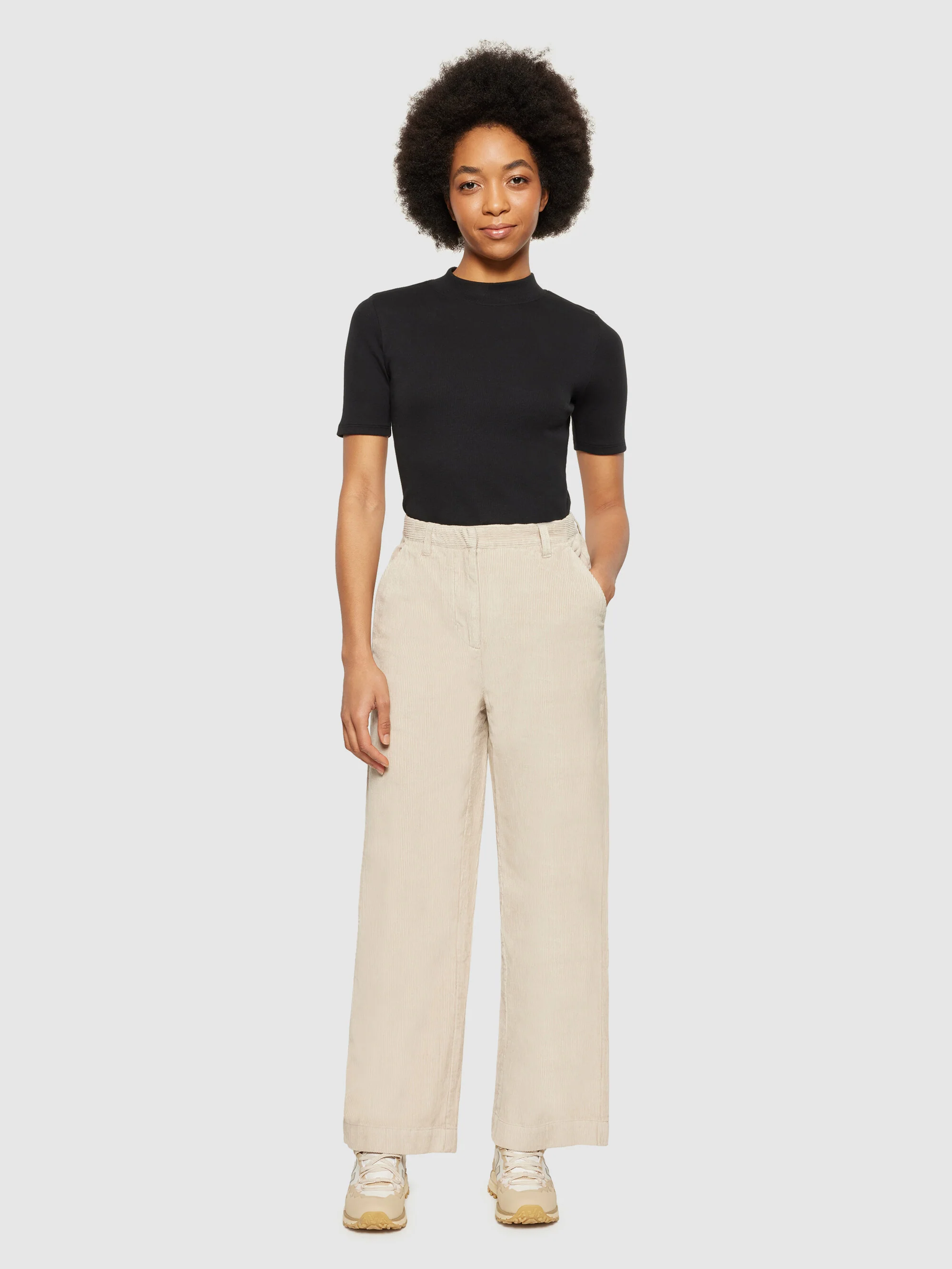 POSEY wide high-rise irregular corduroy pant - GOTS/Vegan - Light feather gray - Image 4