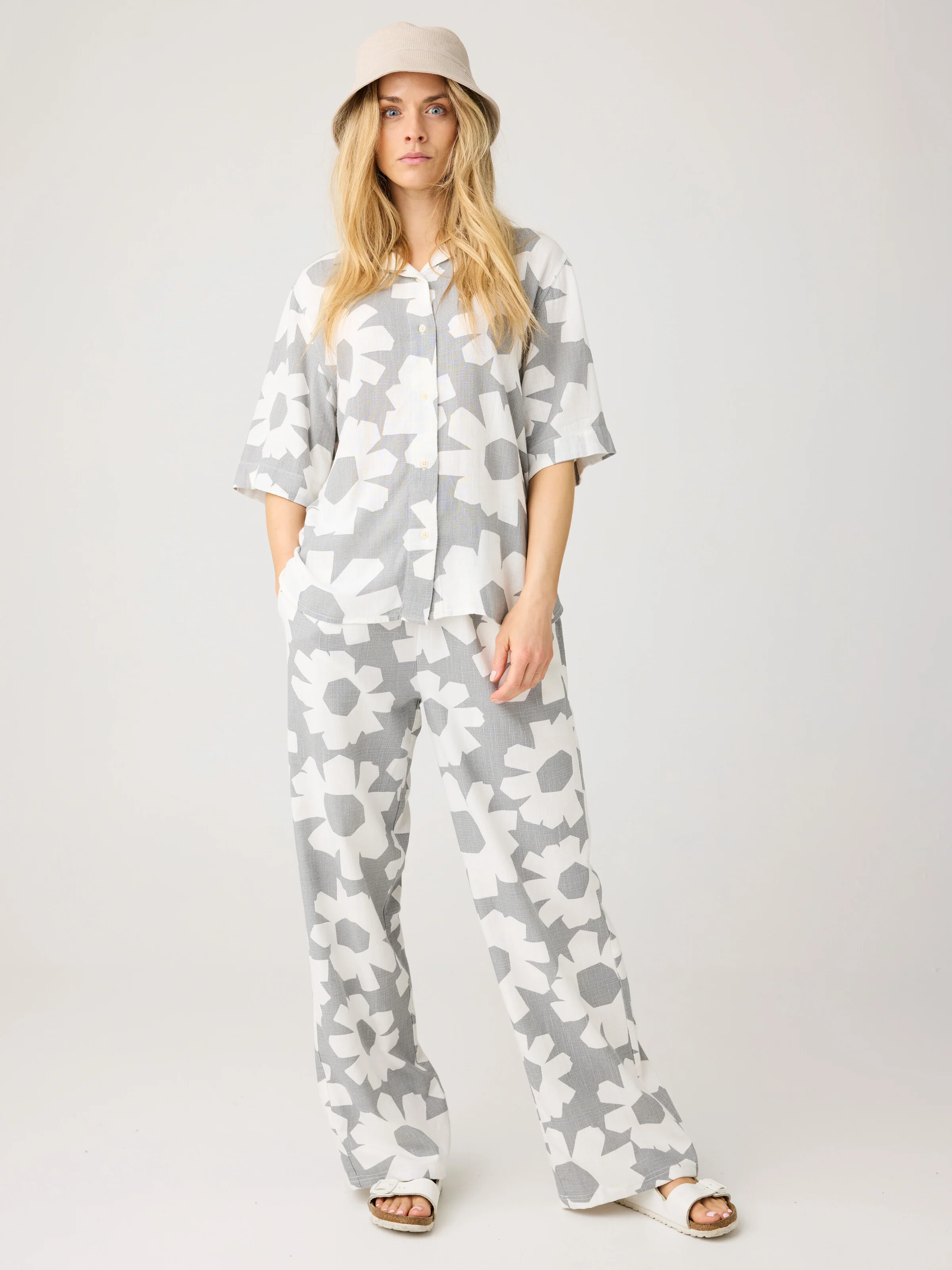 Posey wide linen blend pants - Grey - Image 2