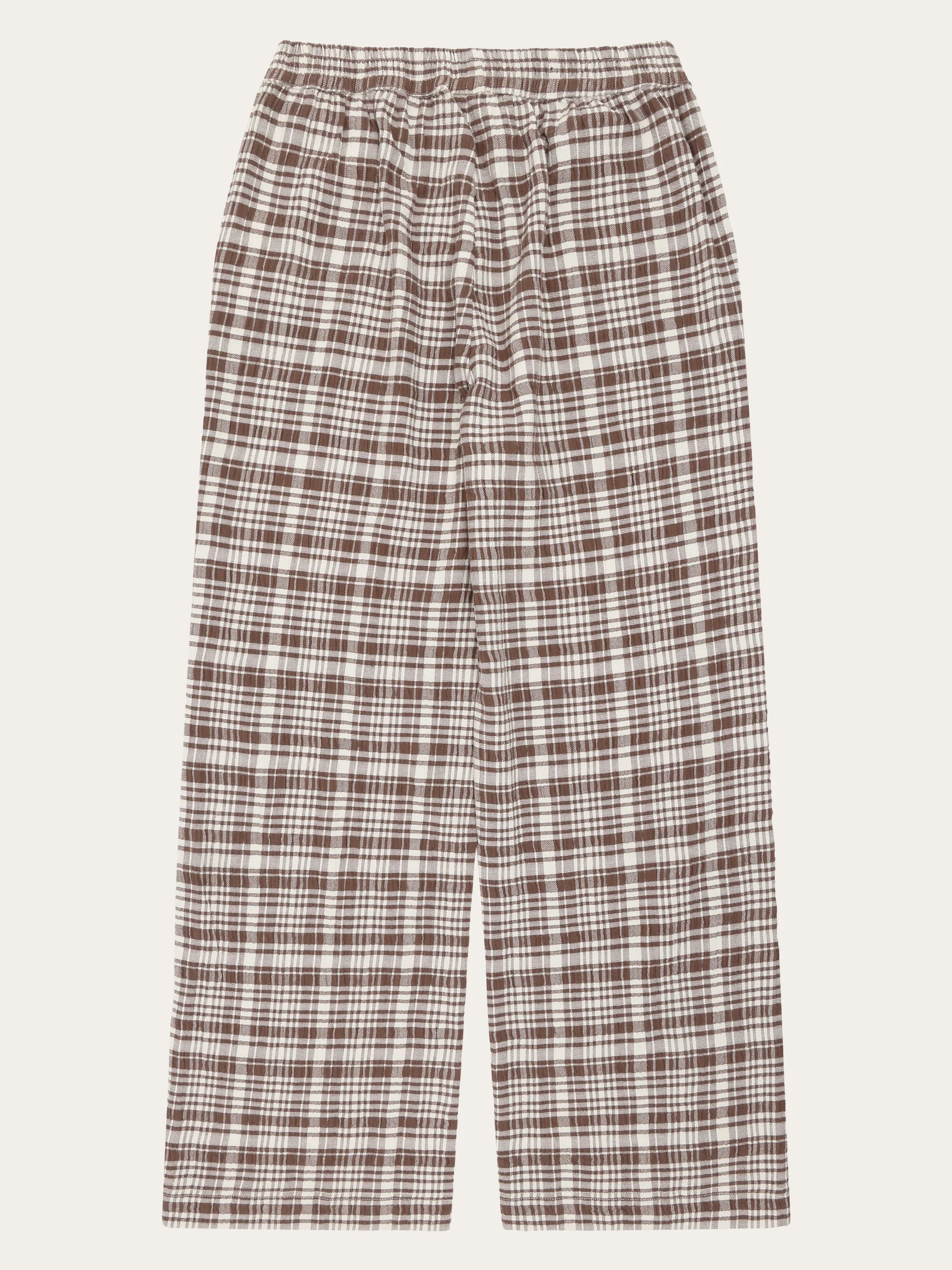 POSEY wide mid-rise check seersucker pants - GOTS/Vegan - Beige check - Image 3