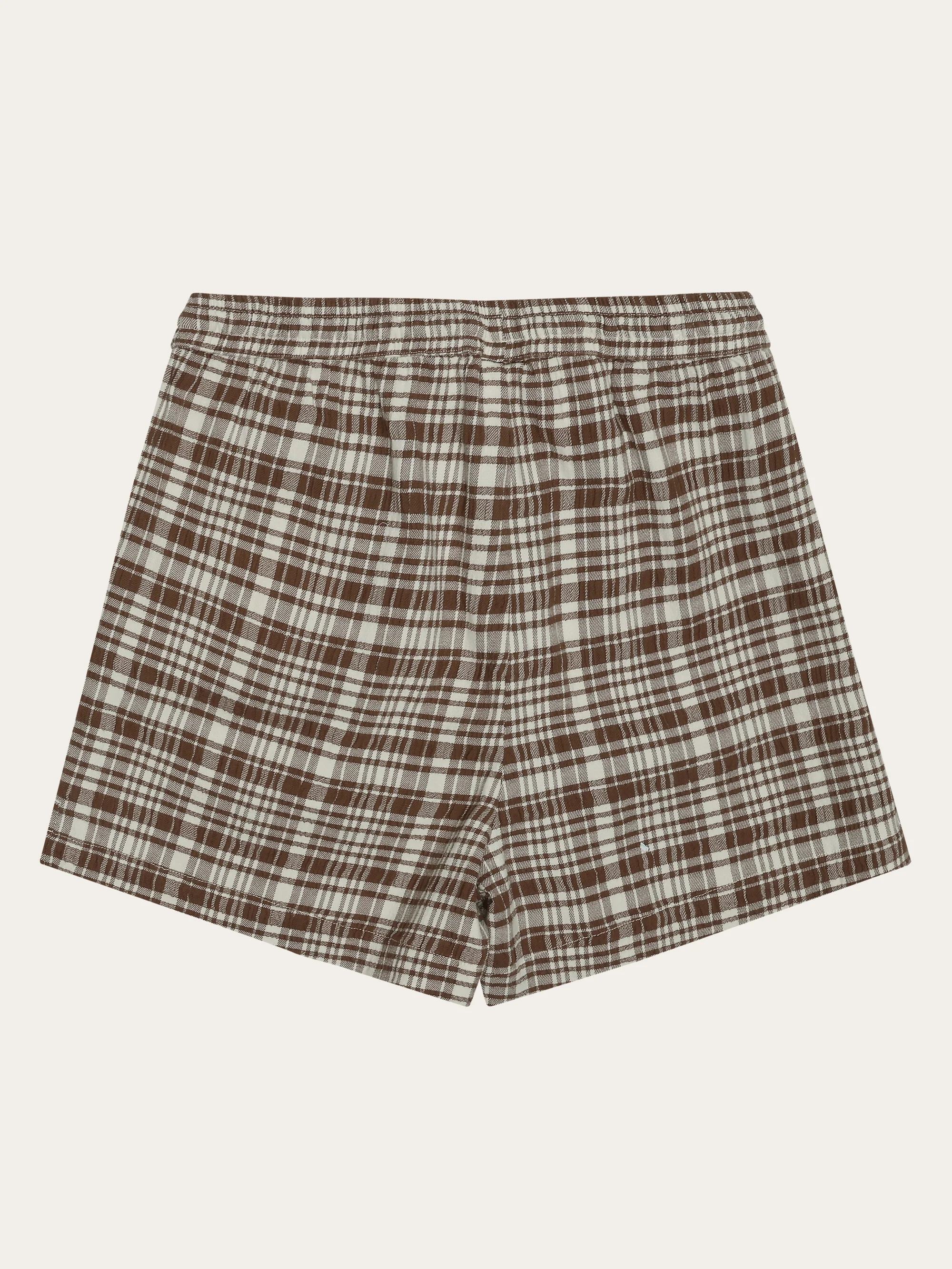POSEY wide mid-rise check seersucker shorts - GOTS/Vegan - Beige check - Image 3