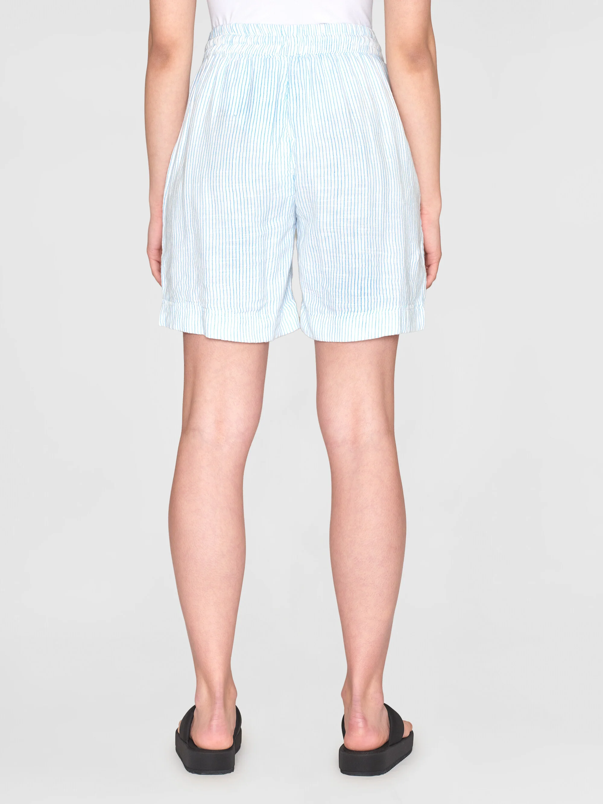 POSEY wide mid-rise double faced stripe shorts - GOTS/Vegan - Blue stripe - Image 3
