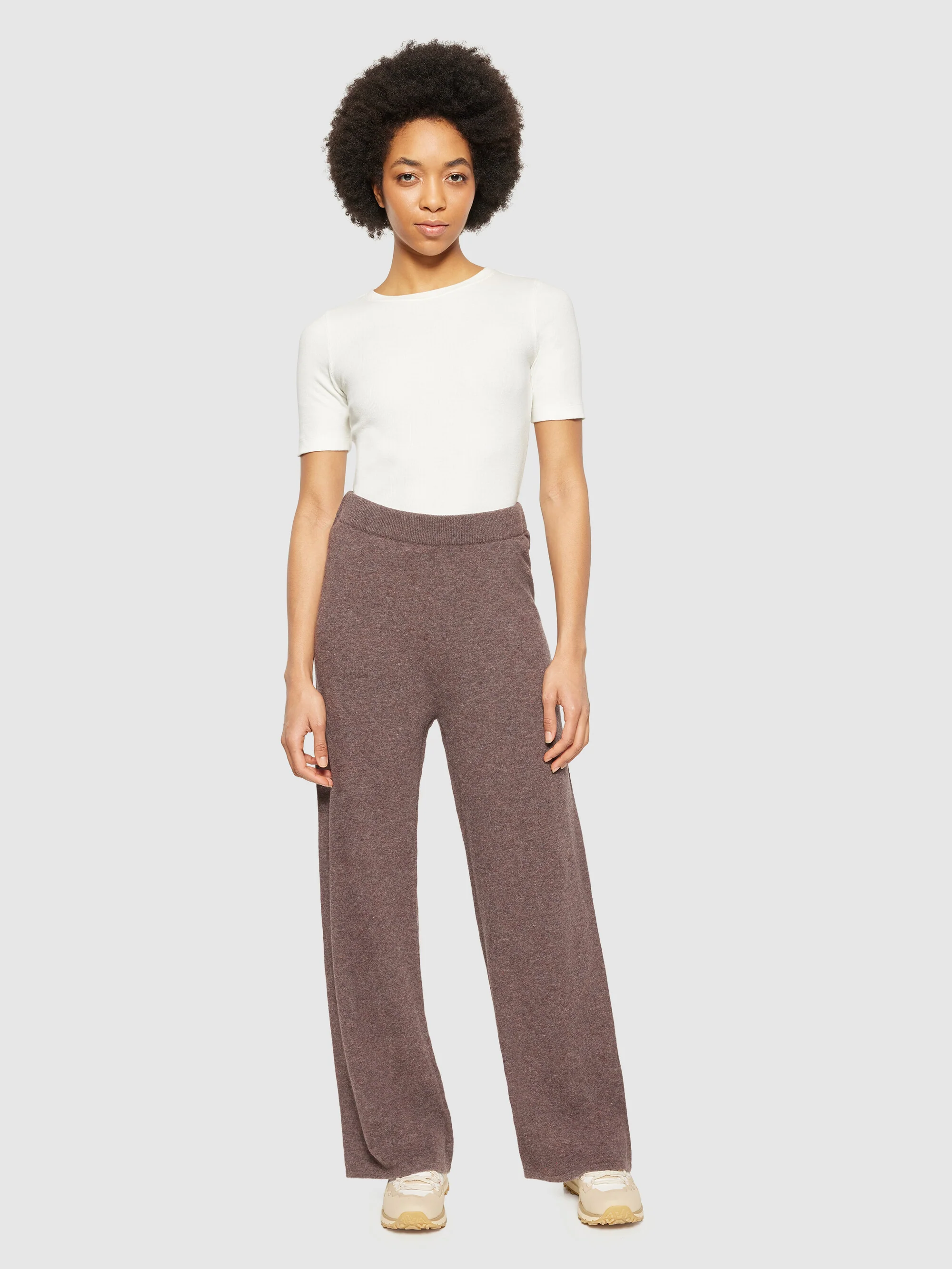 POSEY wide mid-rise knitted pants - RWS - Demitasse (brown) - Image 4