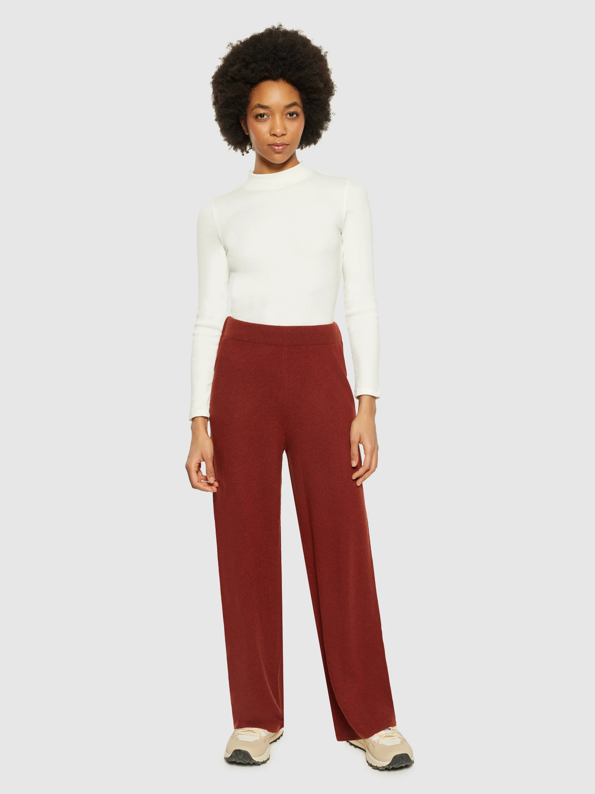 POSEY wide mid-rise knitted pants - RWS - Fired Brick - Image 4