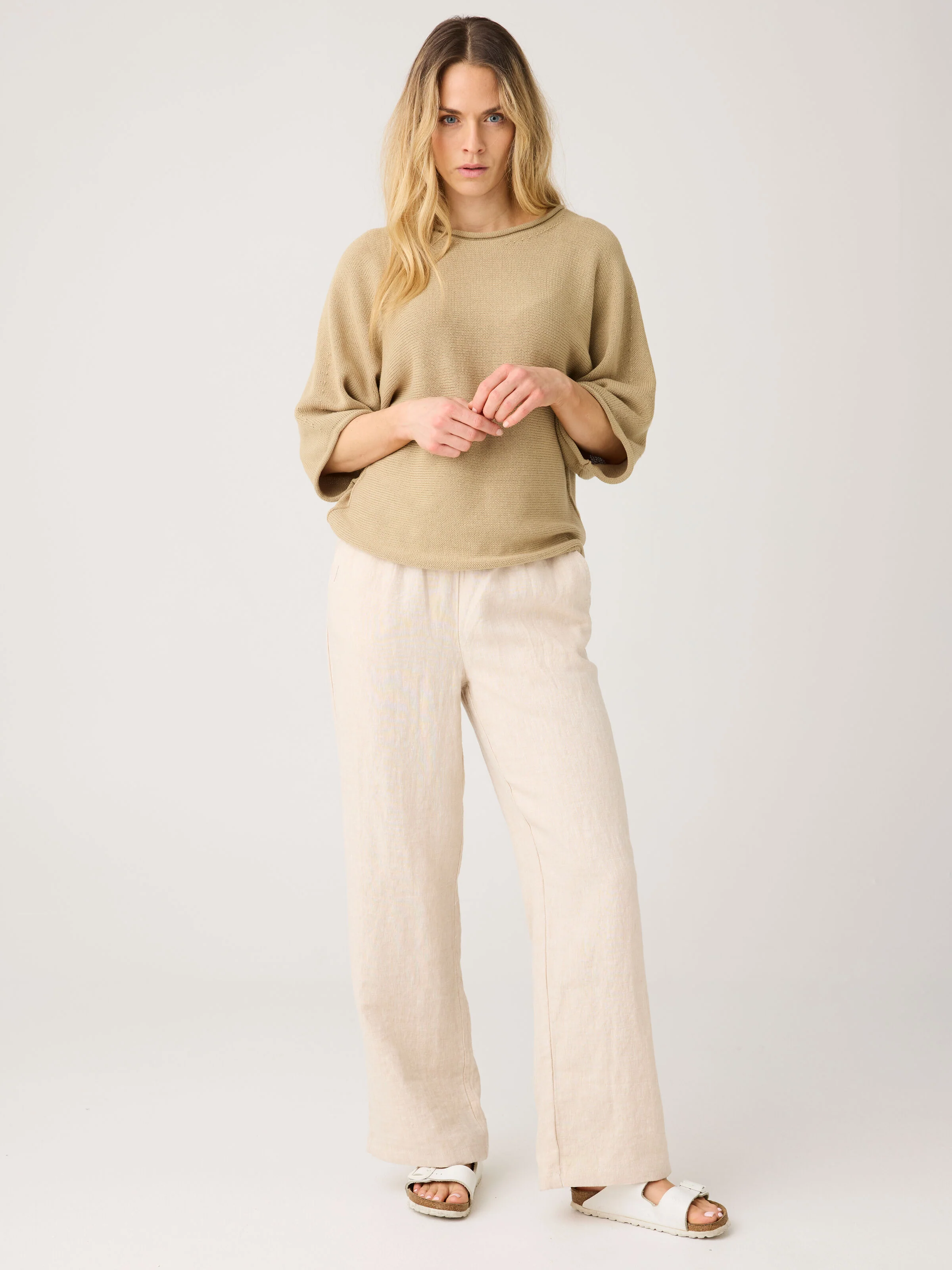 Posey wide linen pants - Yarndyed Light feather gray - Image 3