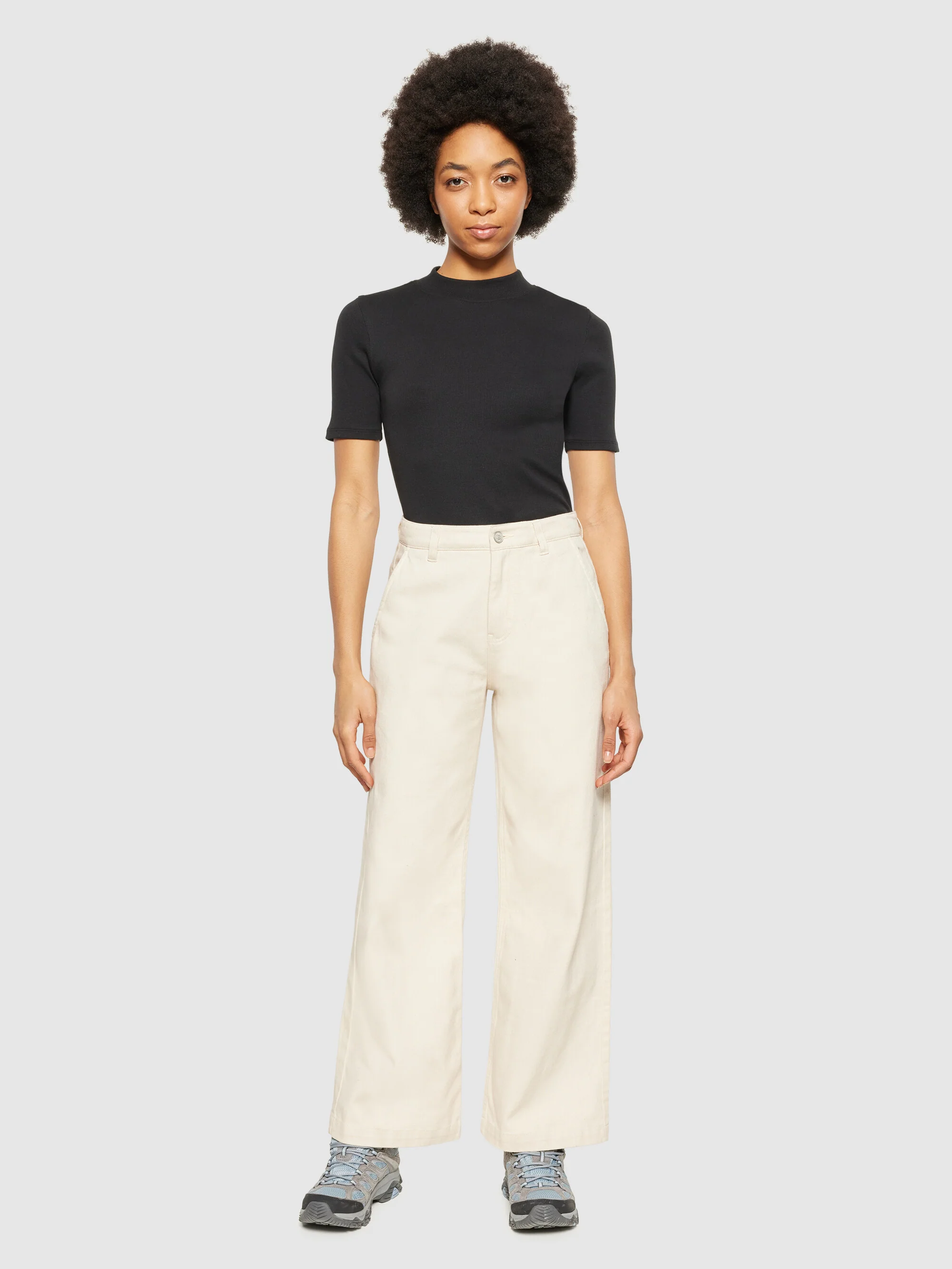 POSEY wide mid-rise twill pant - GOTS/Vegan - Egret - Image 4