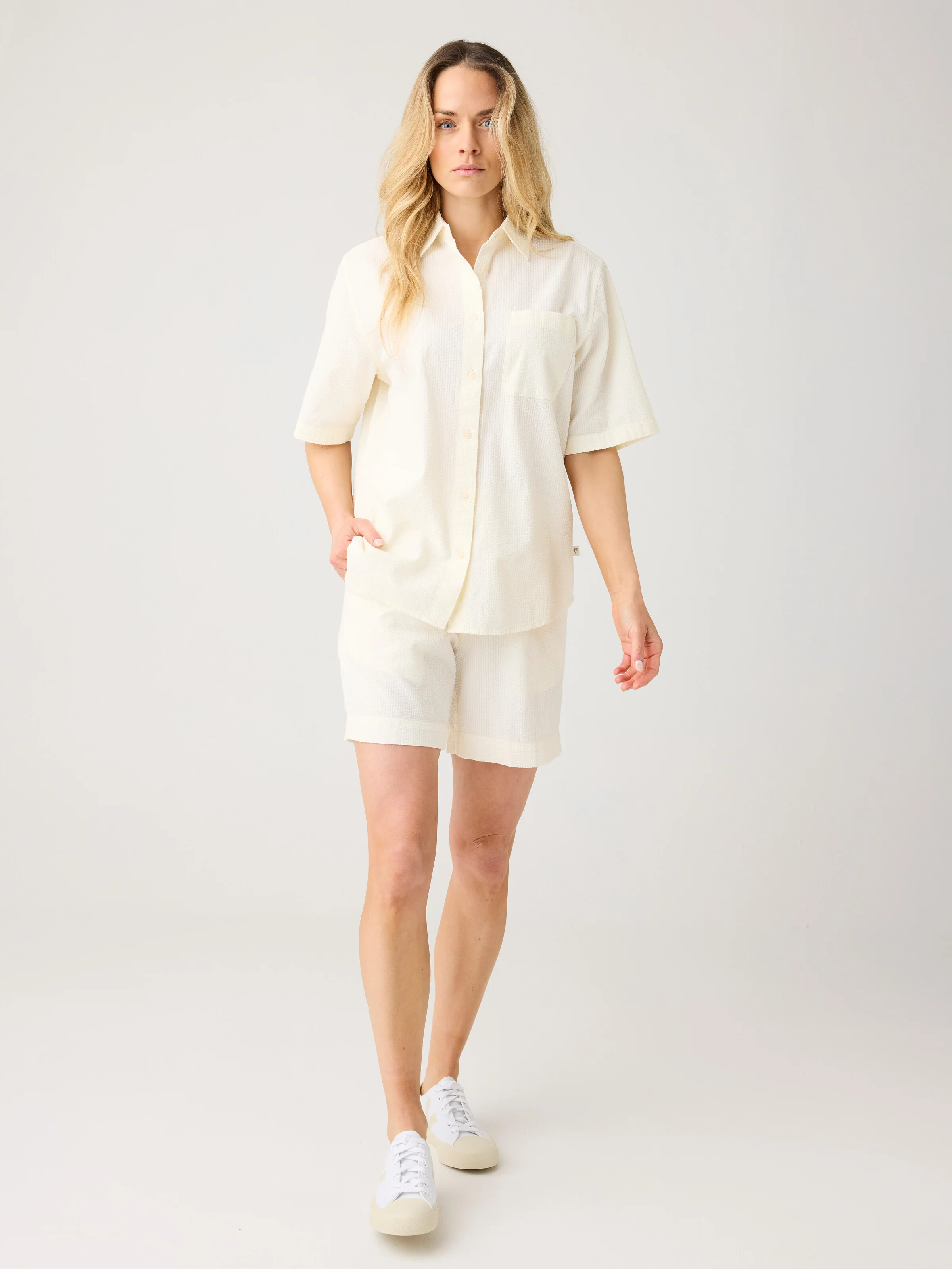 Posey wide seersucker shorts - Egret - Image 2