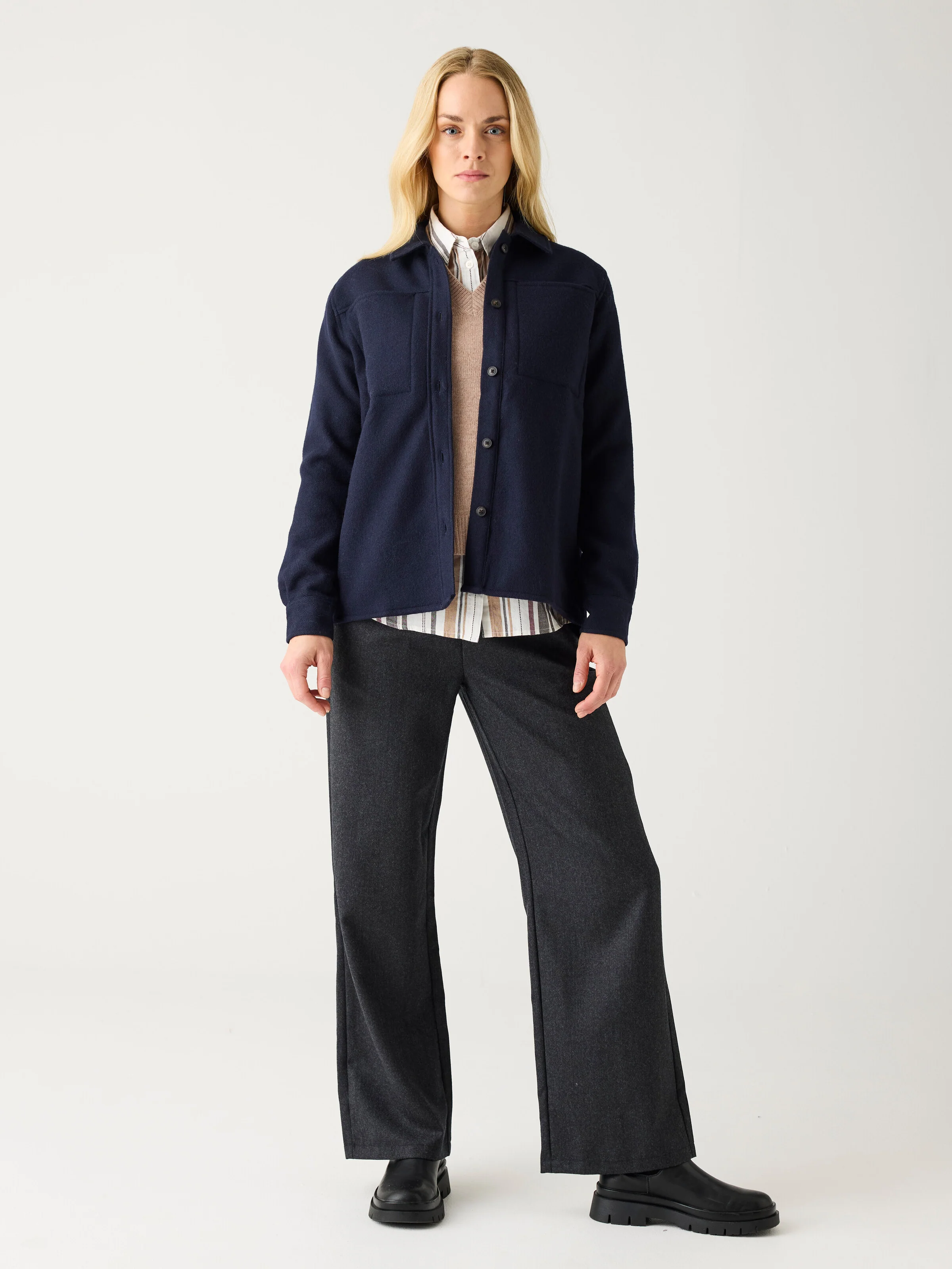 Posey wide wool pants - Dark Grey Melange - Image 2
