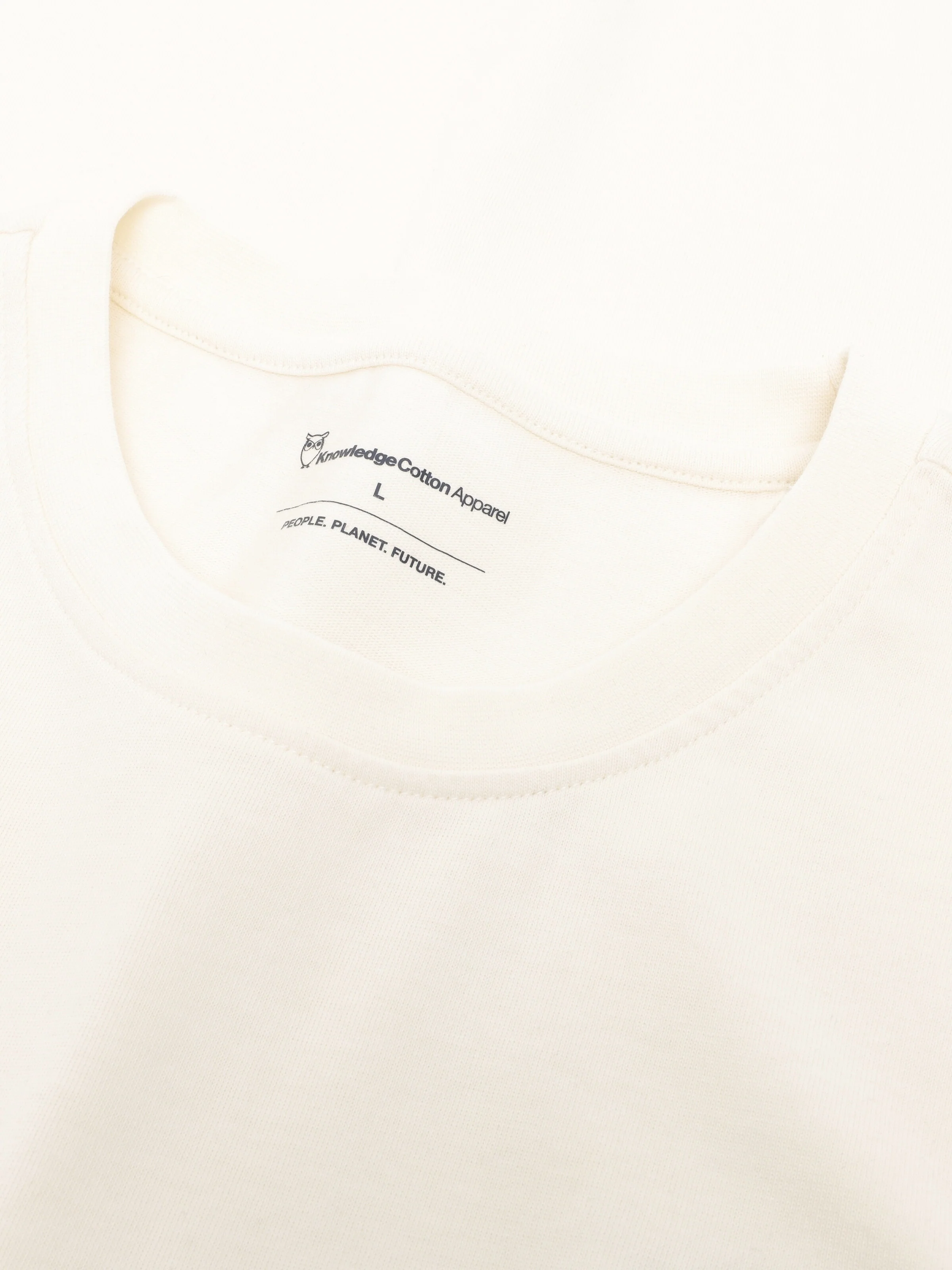 Regenerative Organic Cotton Chest Embroidery T-Shirt GOTS - Egret - Image 3