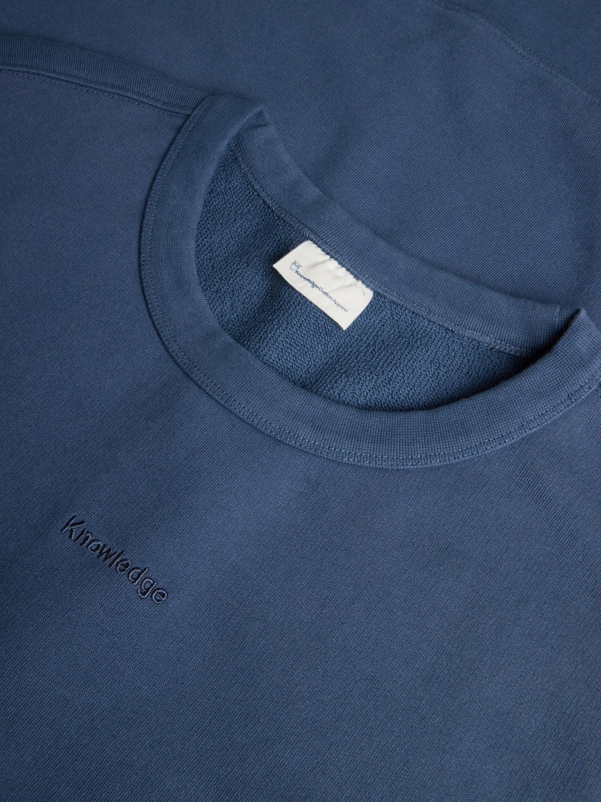 Regenerative Organic Cotton Embroidery Crew Neck GOTS/Vegan - Vintage Indigo - Image 3