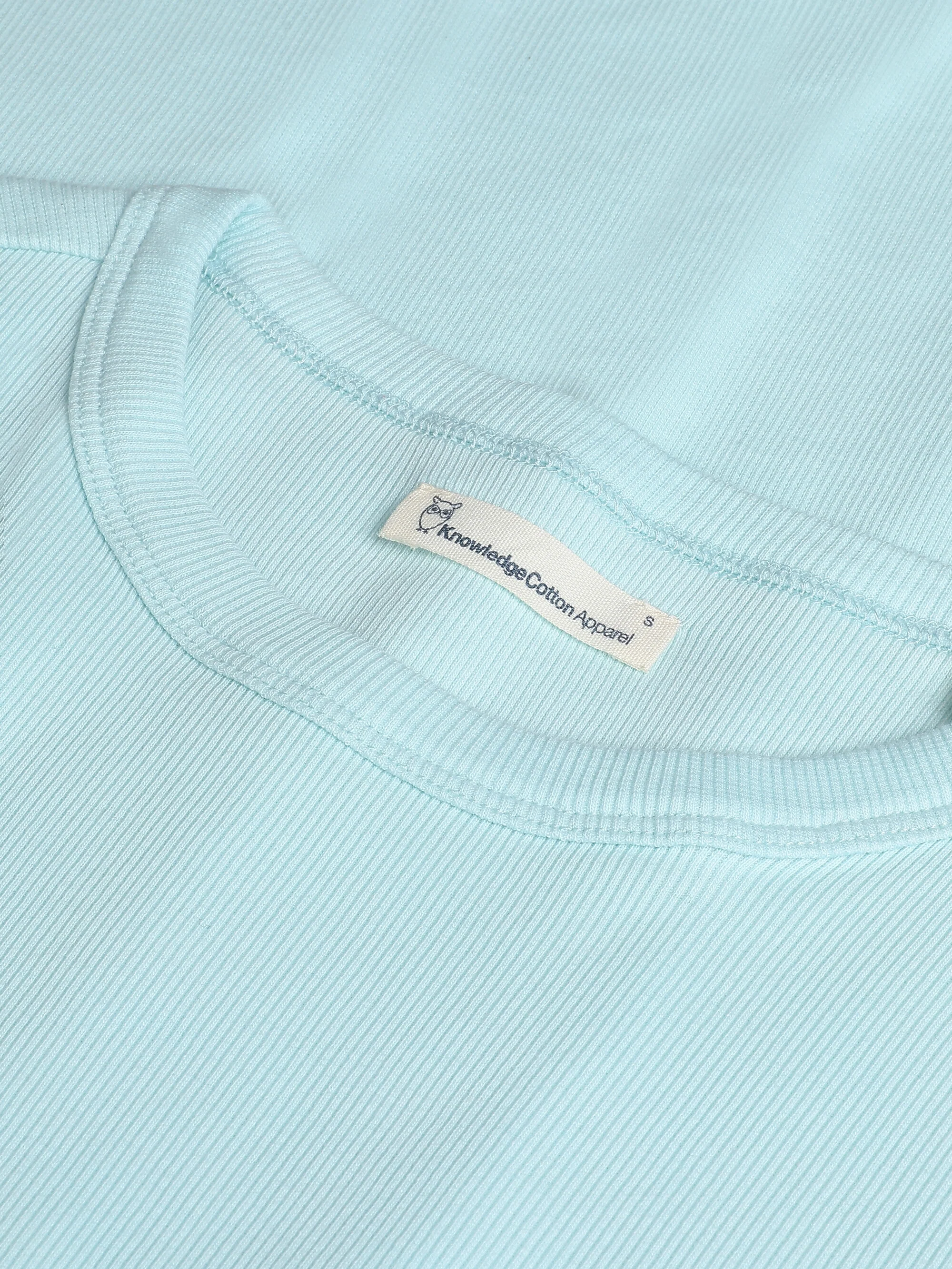 Regenerative Organic Cotton Rib T-Shirt GOTS/Vegan - Aqua Esque - Image 2