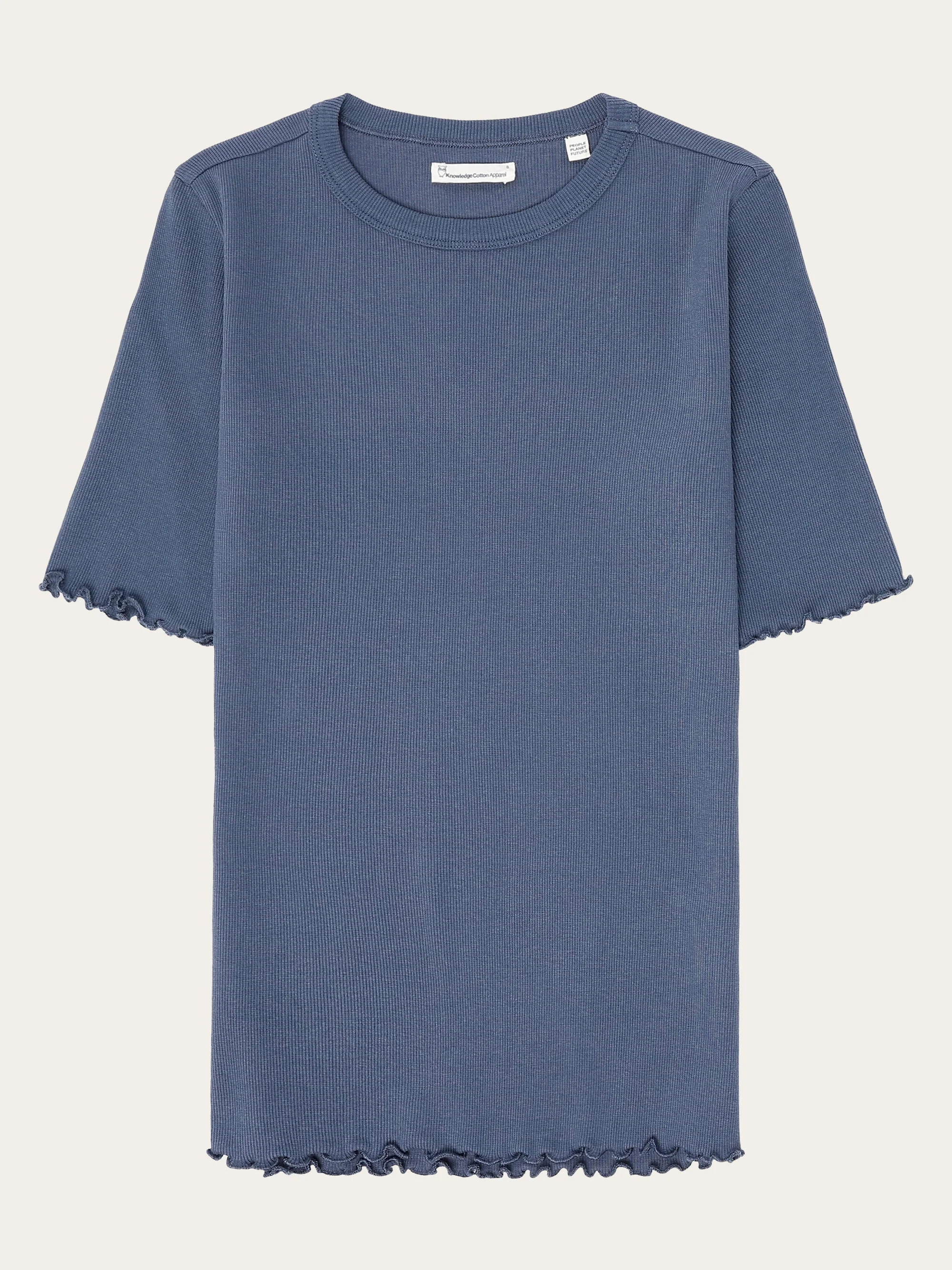 Regenerative Organic Cotton Rib T-Shirt GOTS/Vegan - Vintage Indigo