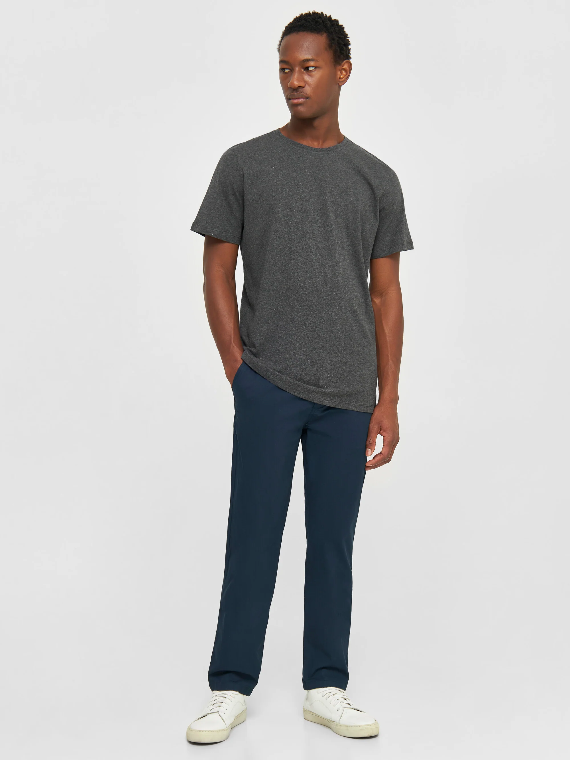 Regular fit Basic tee - Dark Grey Melange - Image 5