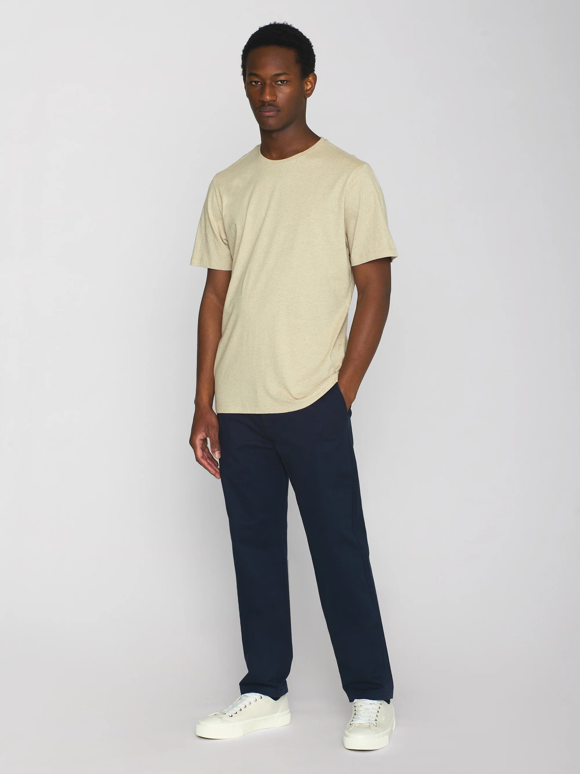 Regular fit Basic tee - Safari melange - Image 4
