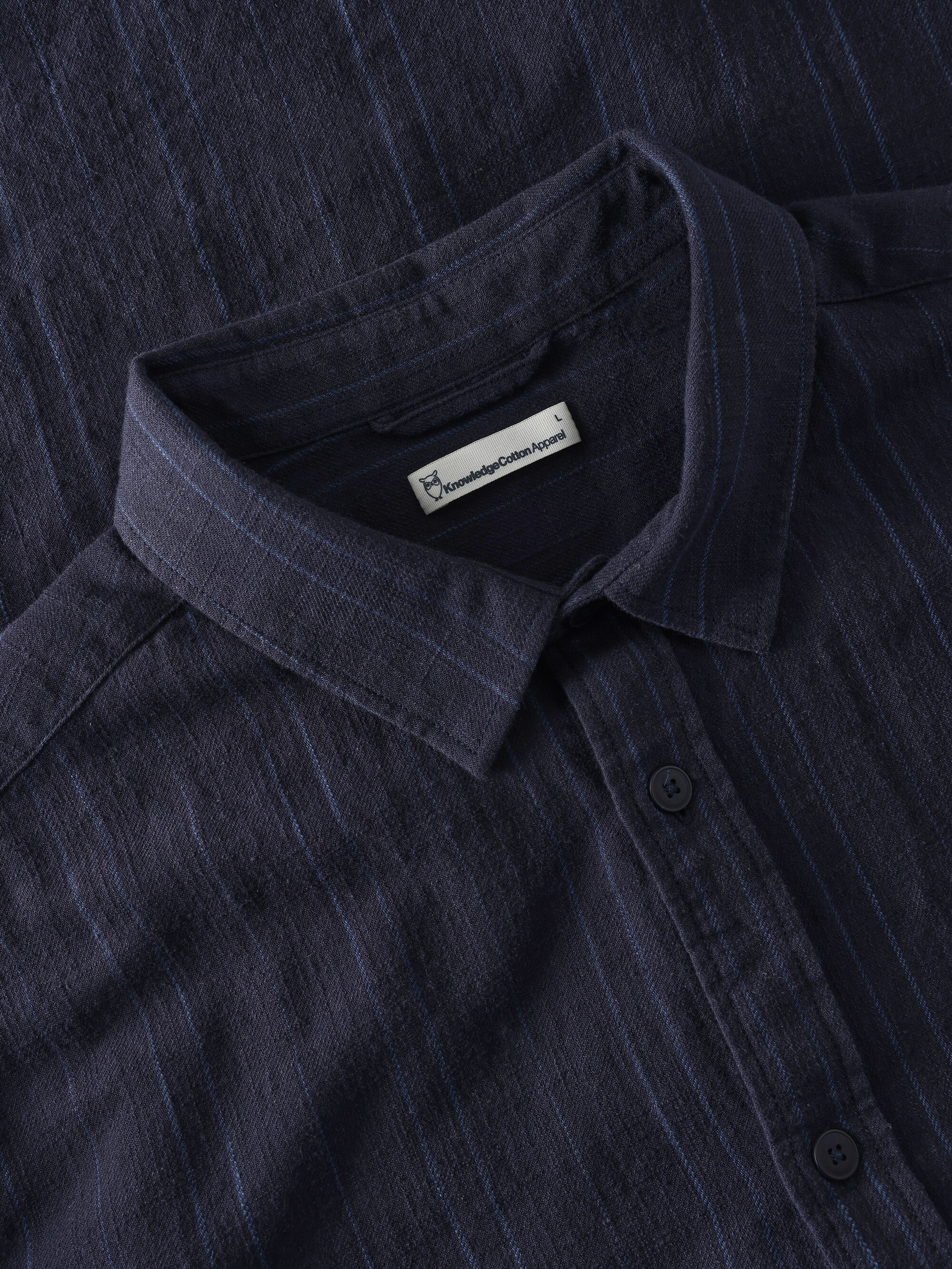 Regular fit striped shirt - GOTS/Vegan - Navy - Image 3