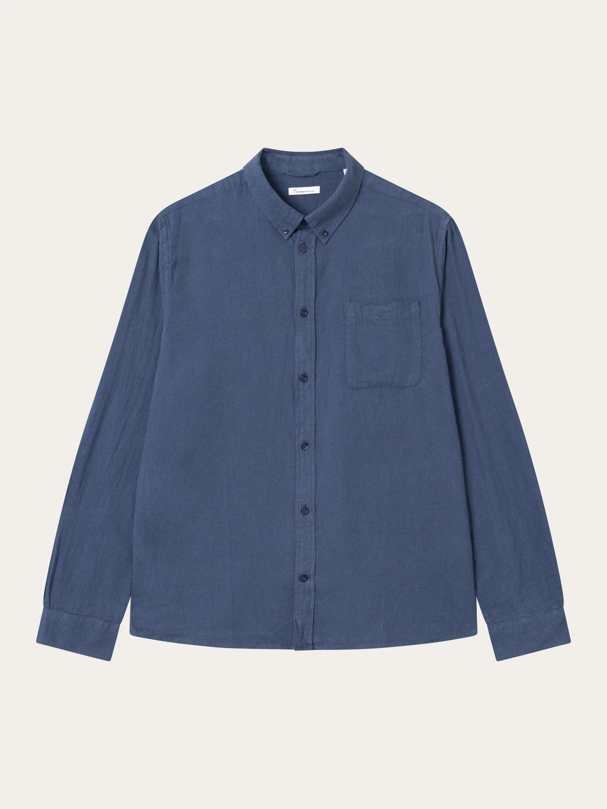 Regular fit melangé flannel shirt - Estate Blue