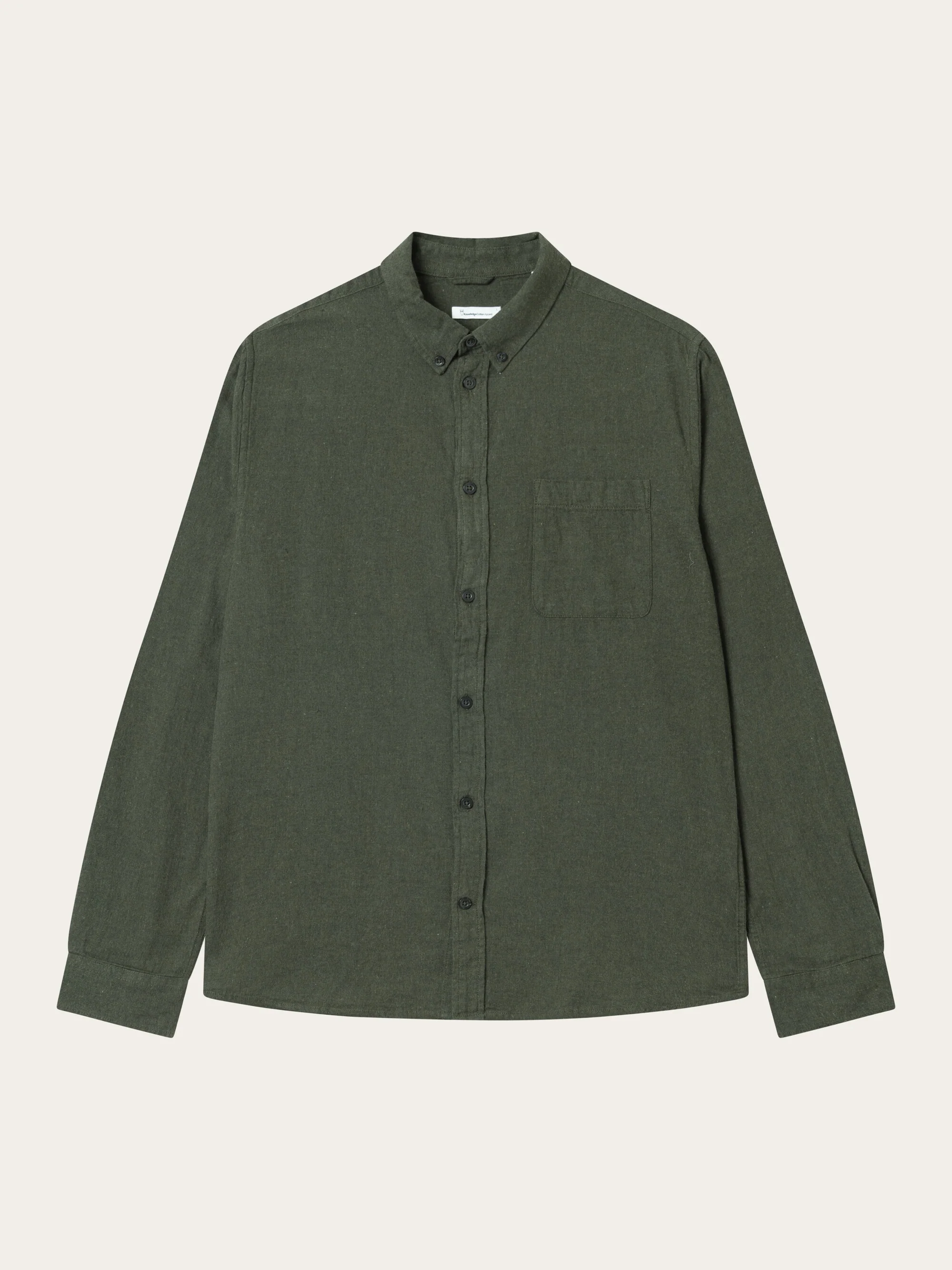 Regular fit melangé flannel shirt - Forest Night