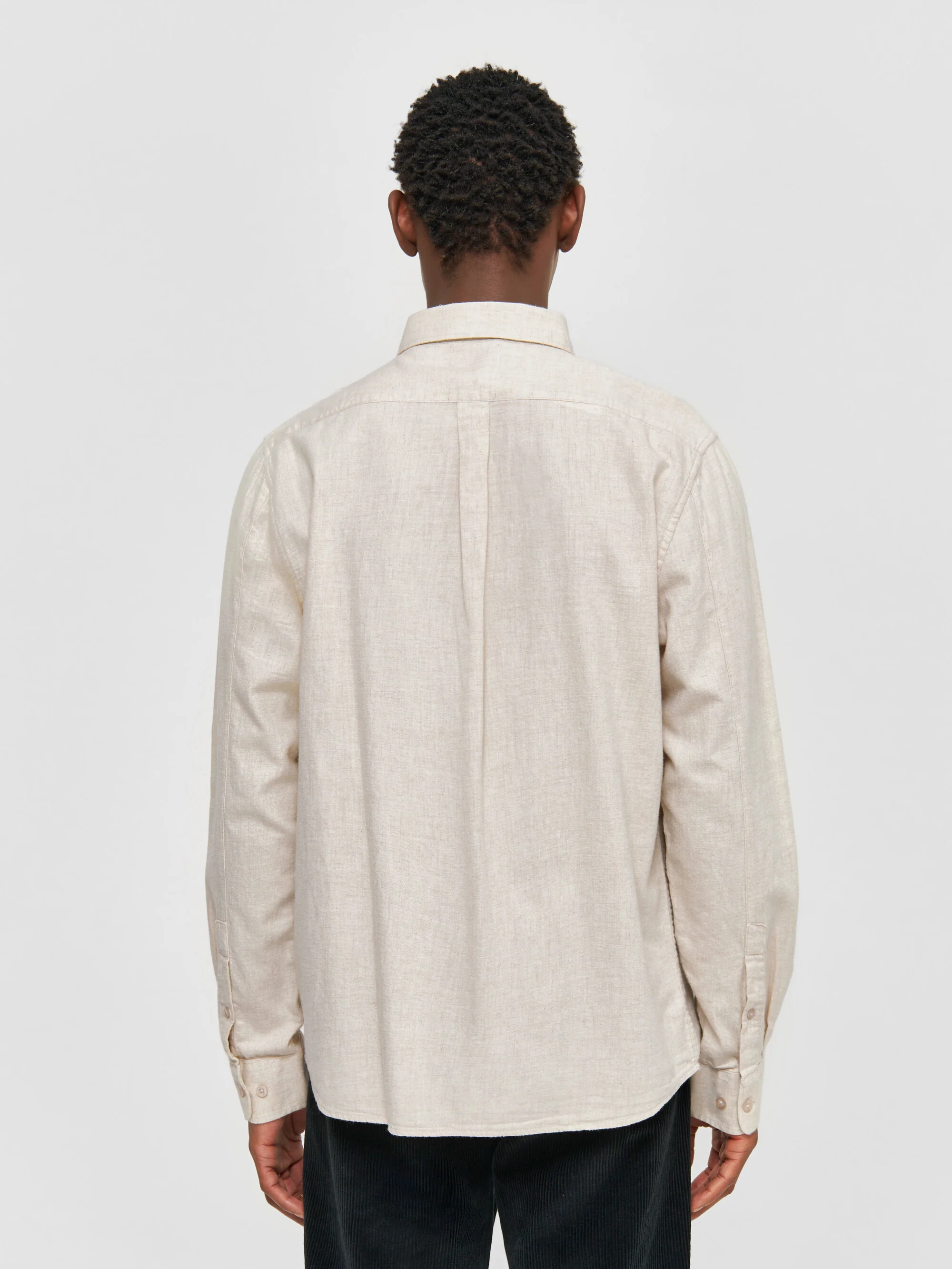 Regular fit melangé flannel shirt - Greige - Image 3