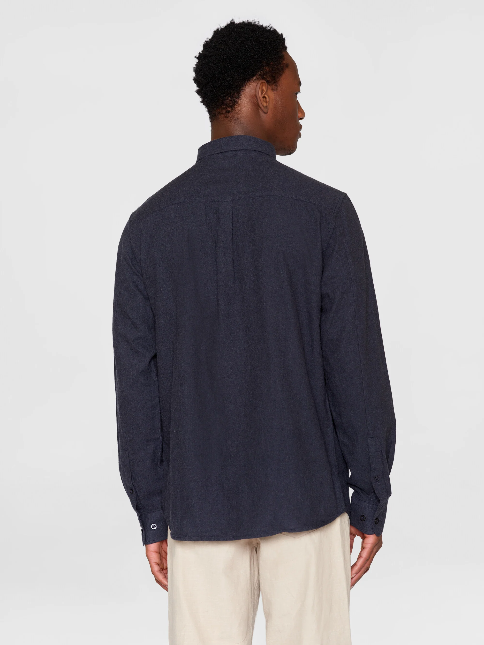 Regular fit melangé flannel shirt - Total Eclipse - Image 3