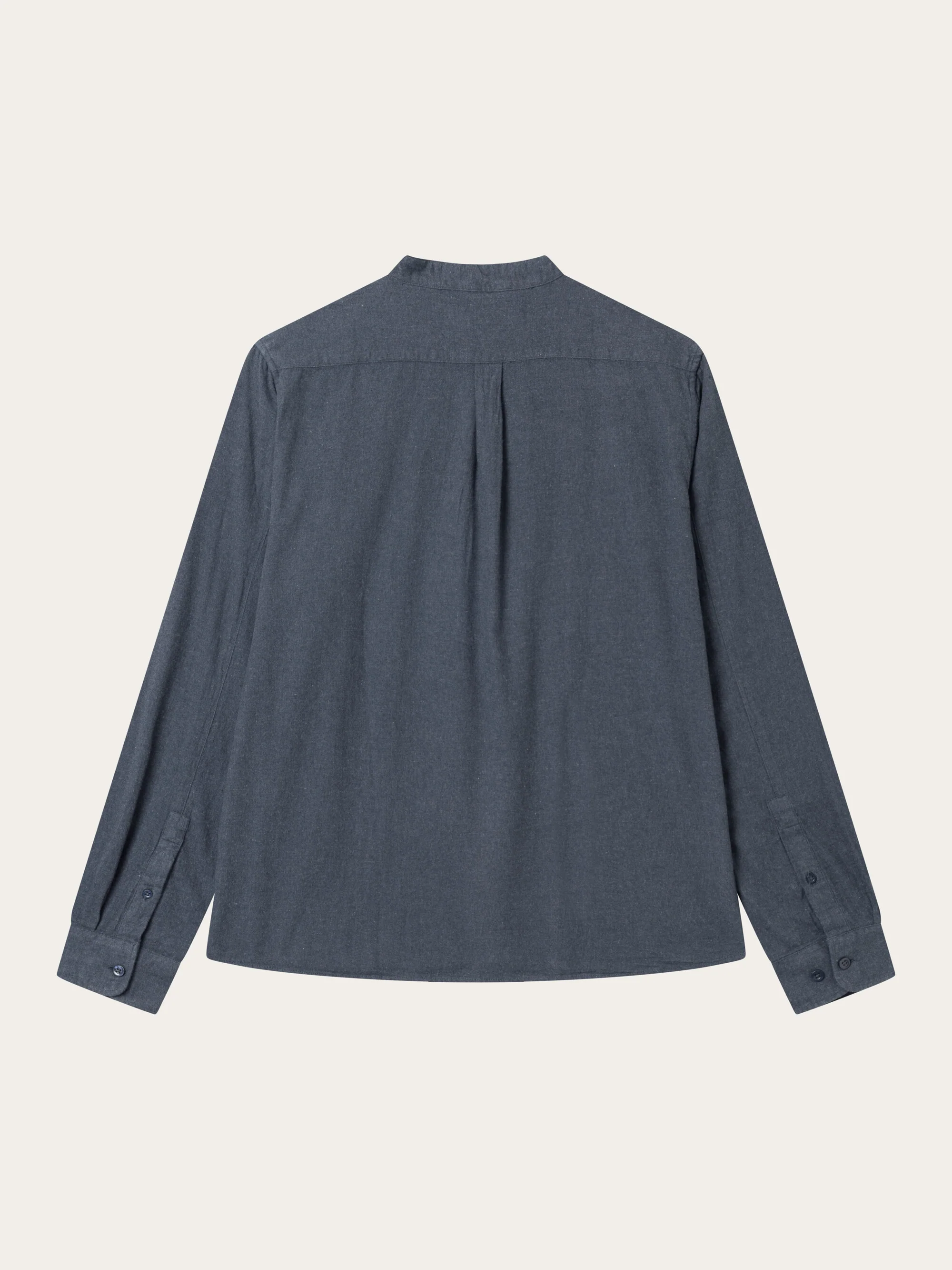 Regular fit melangé flannel stand collar shirt - Total Eclipse - Image 8