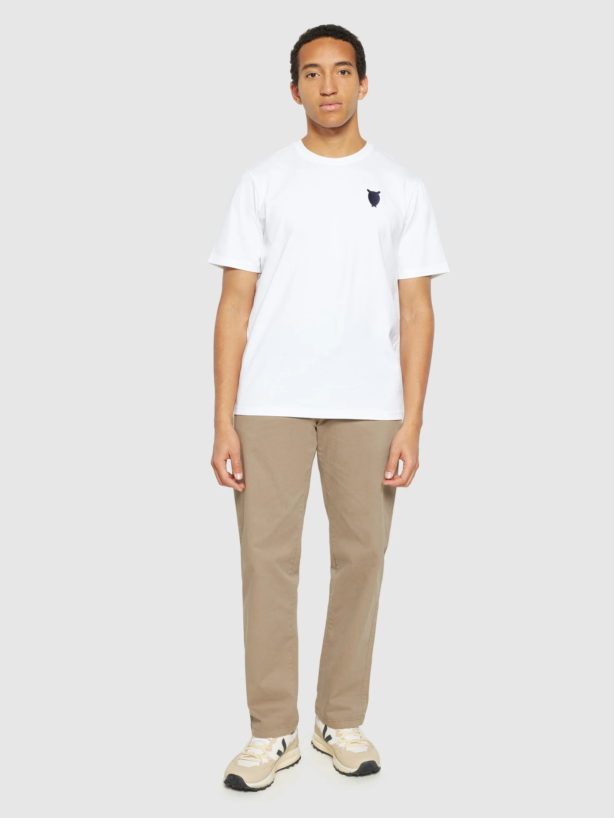 Regular fit owl chest embroidery t-shirt - Bright White - Image 4