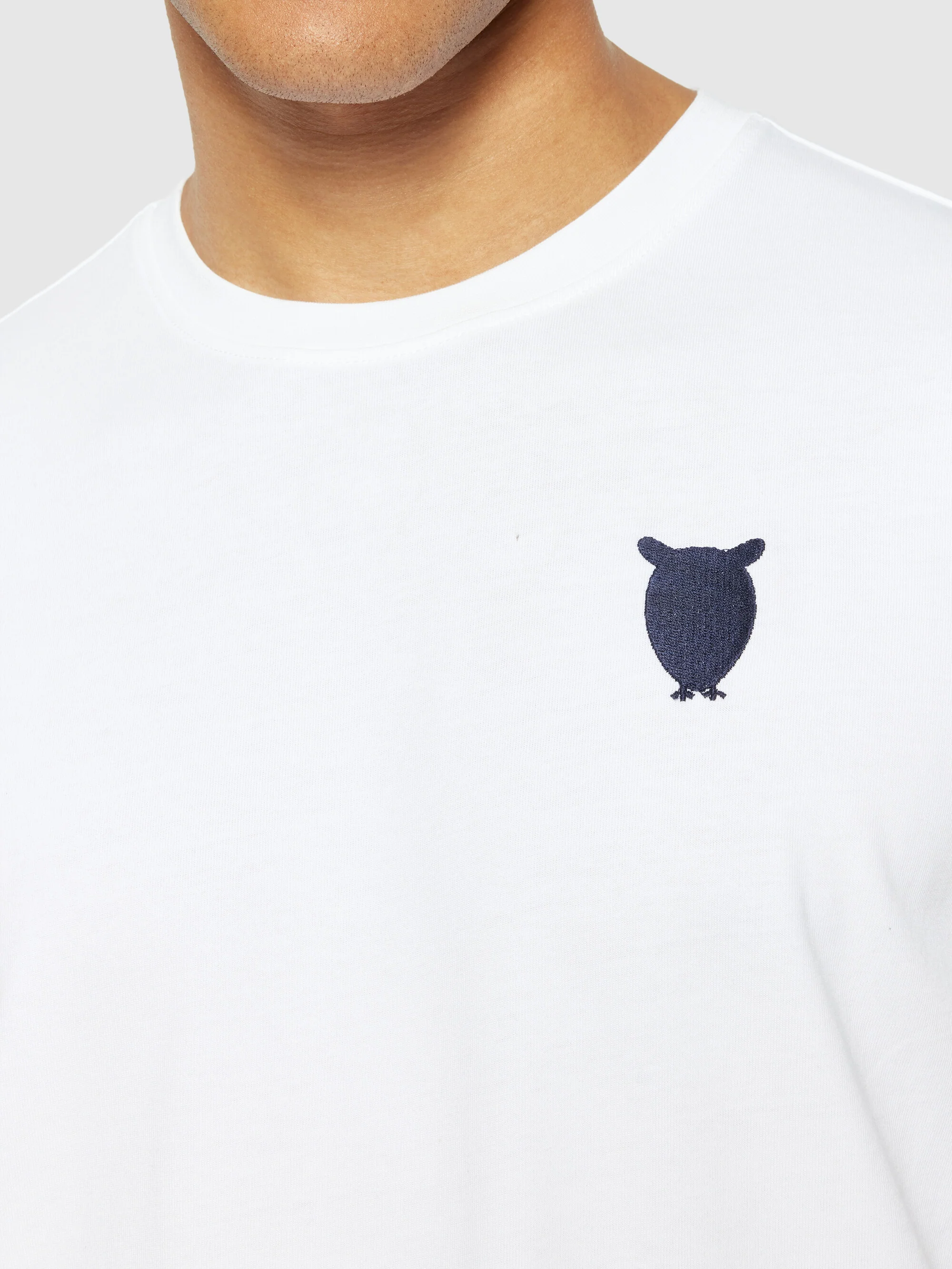 Regular fit owl chest embroidery t-shirt - Bright White - Image 5
