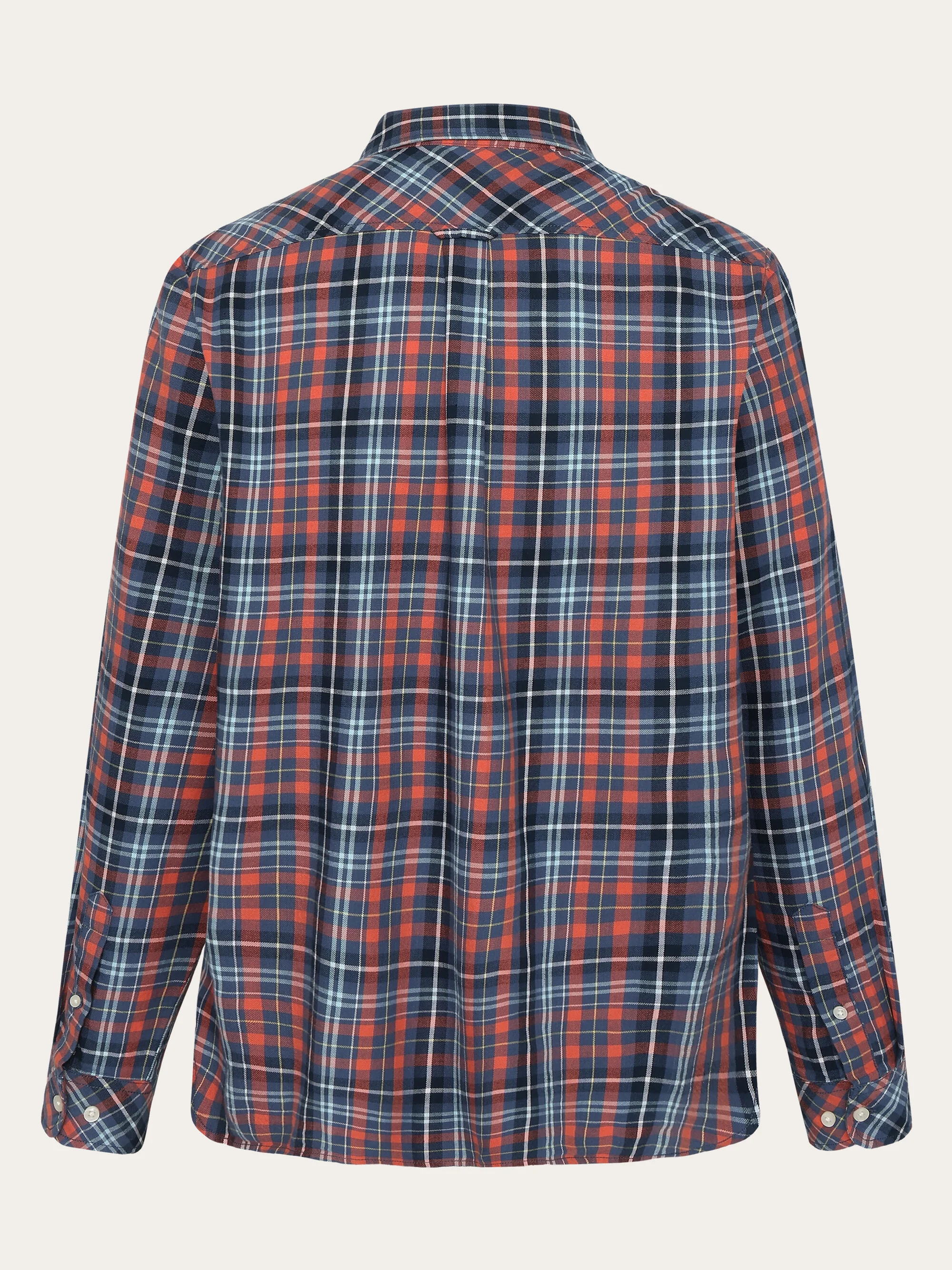 Regular fit small checked flannel shirt - GOTS/Vegan - blue check - Image 3