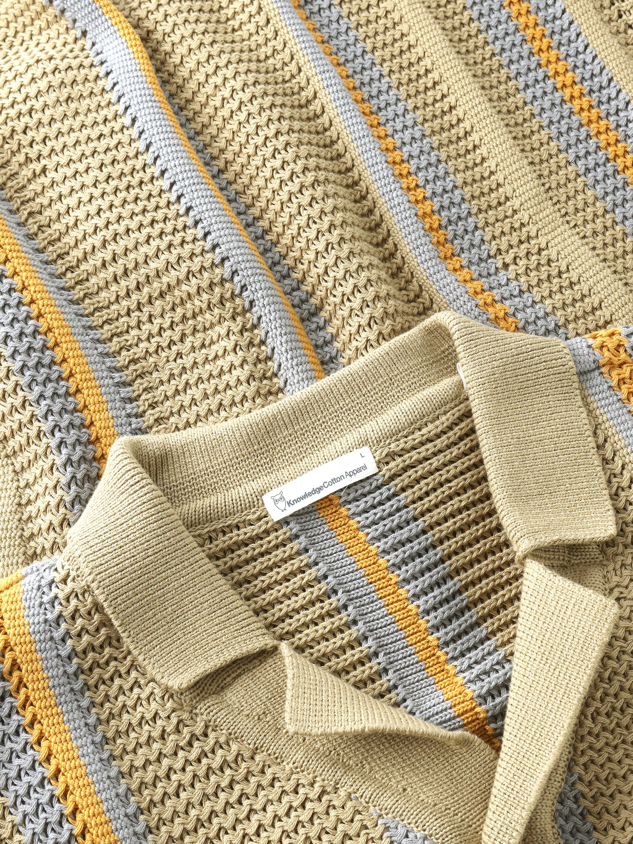 Regular striped knit shirt - Beige stripe - Image 4