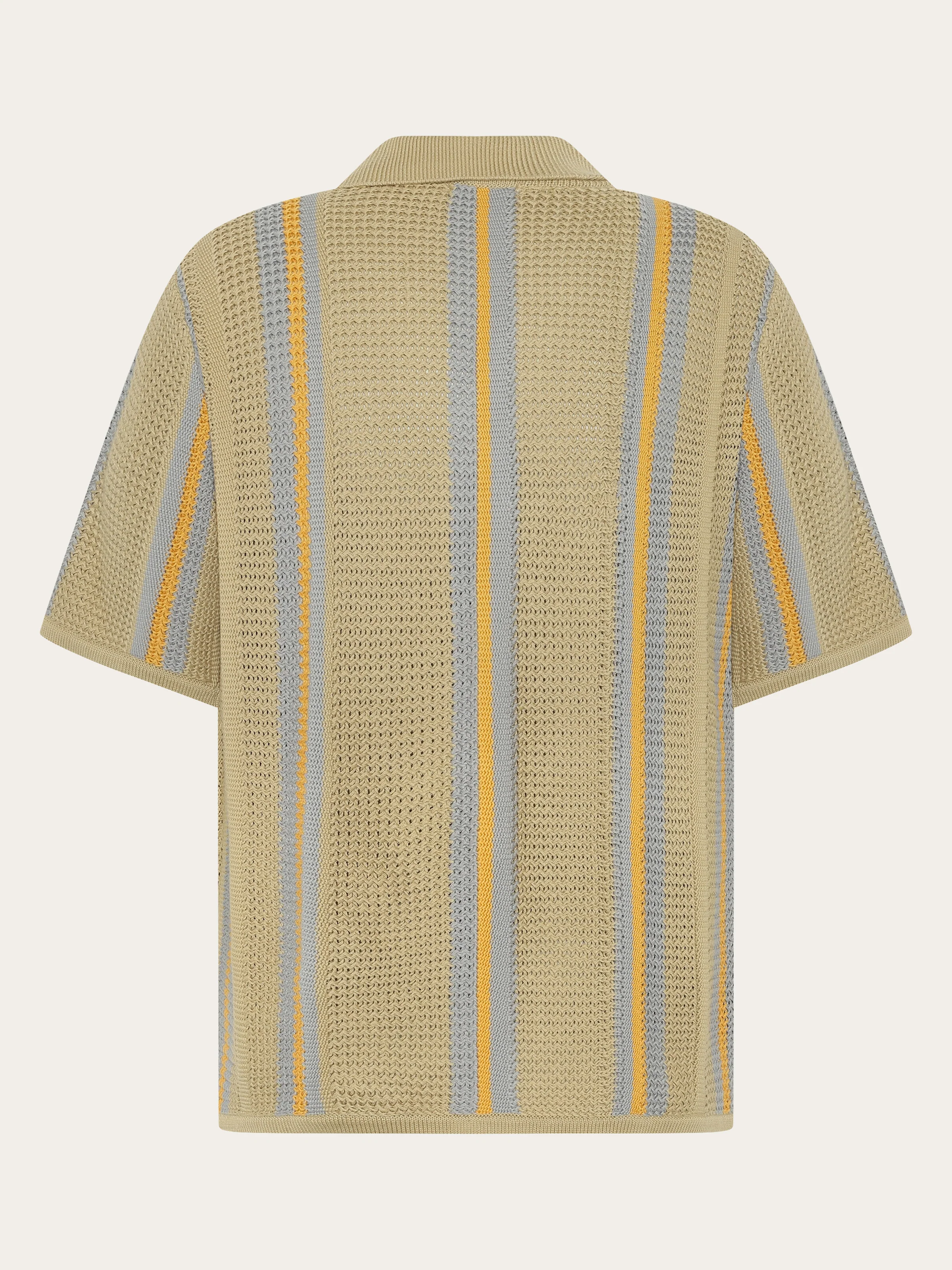 Regular striped knit shirt - Beige stripe - Image 5