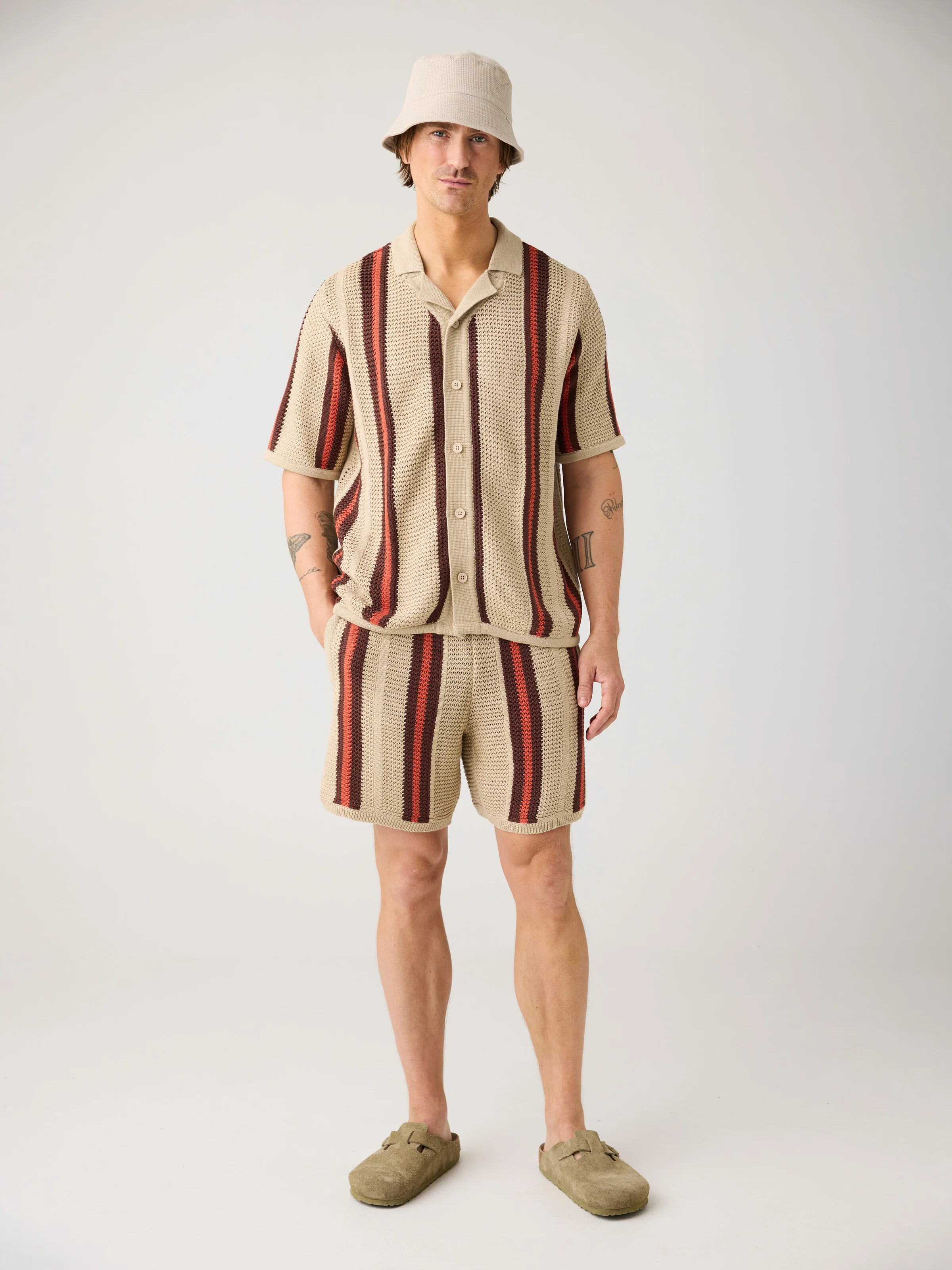 Regular striped knit shirt - Red Stripe - Image 3