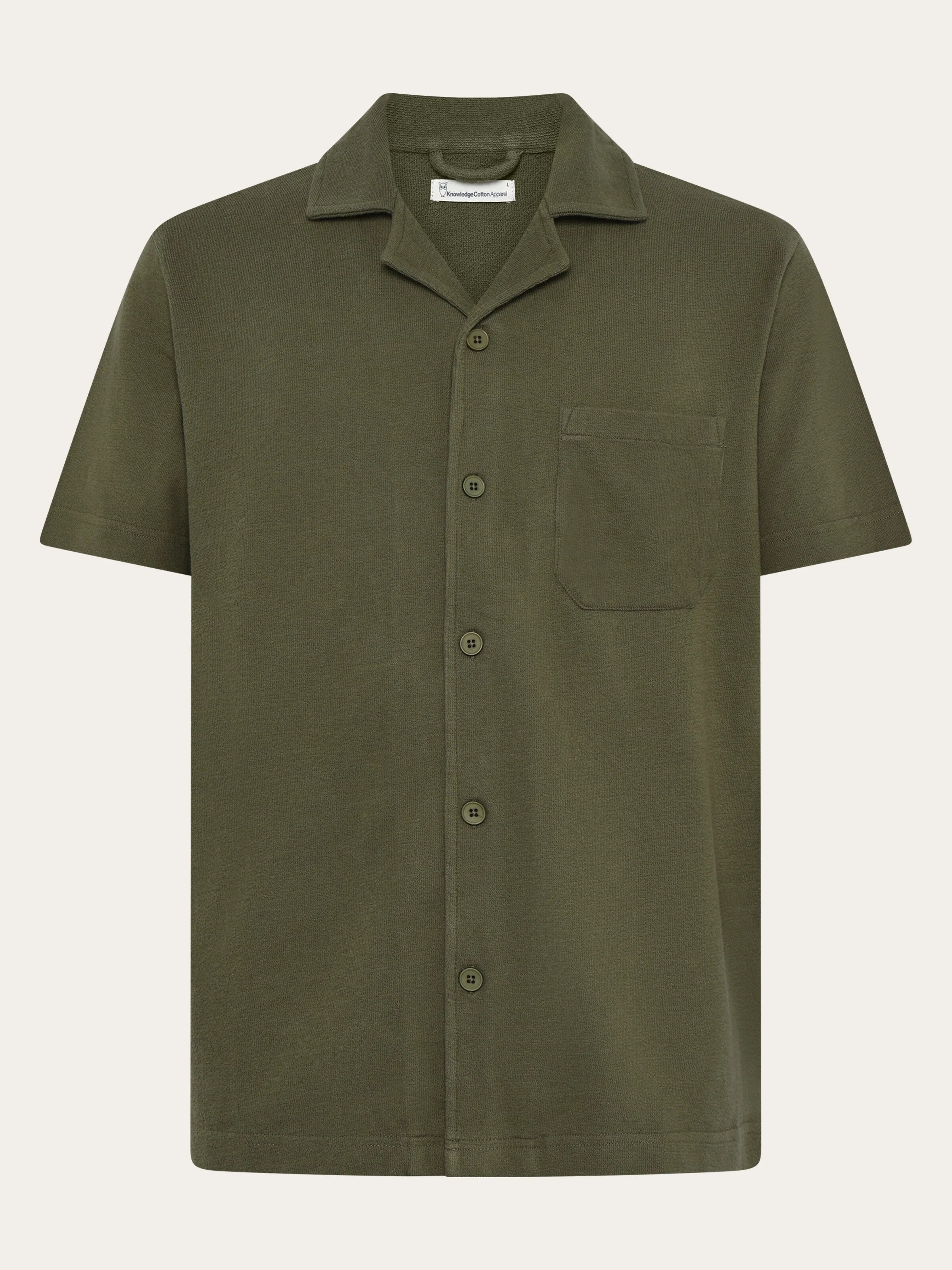 Relaxed bouclé short sleeve shirt - Burned Olive
