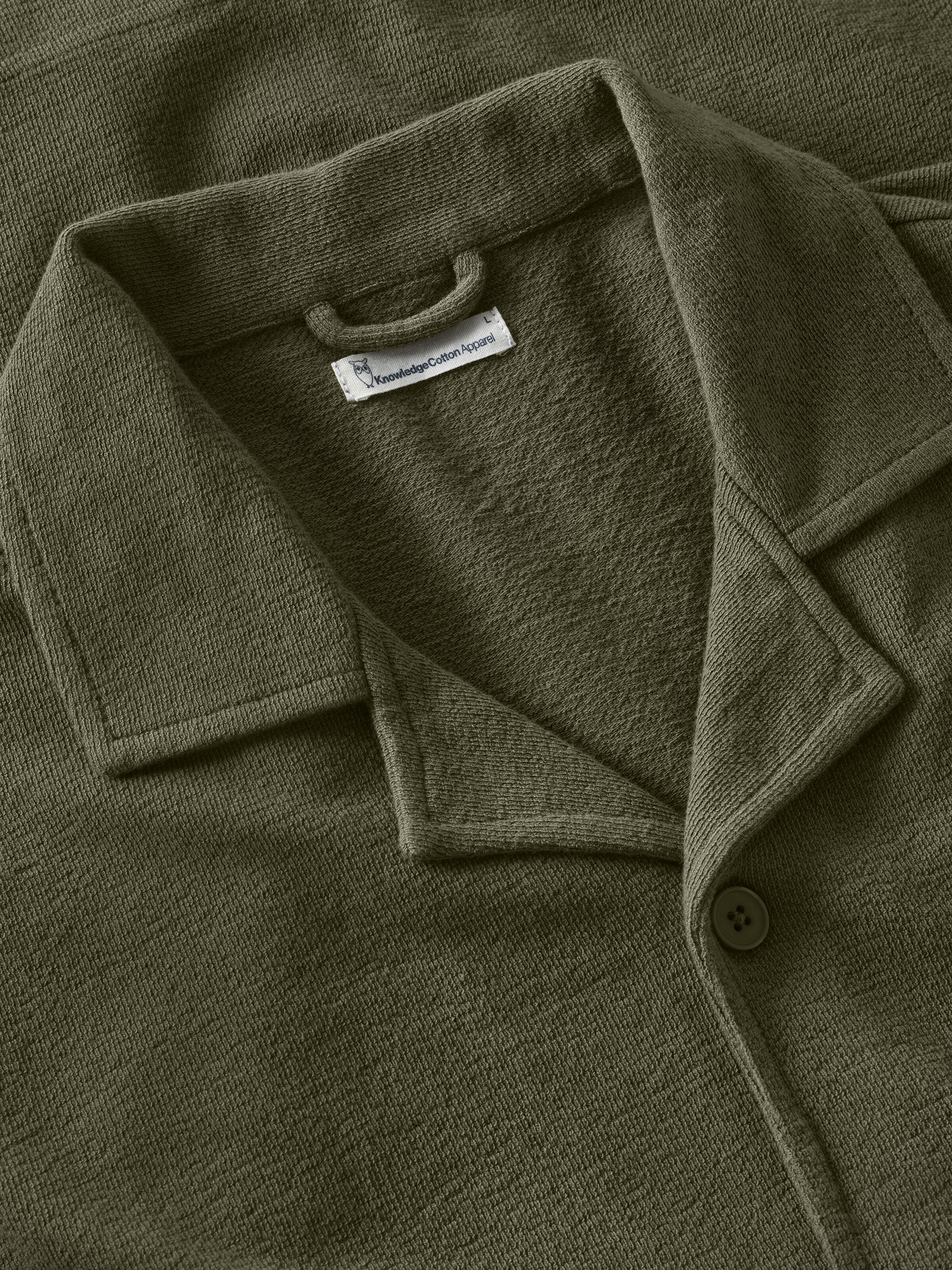 Relaxed bouclé short sleeve shirt - Burned Olive - Image 2