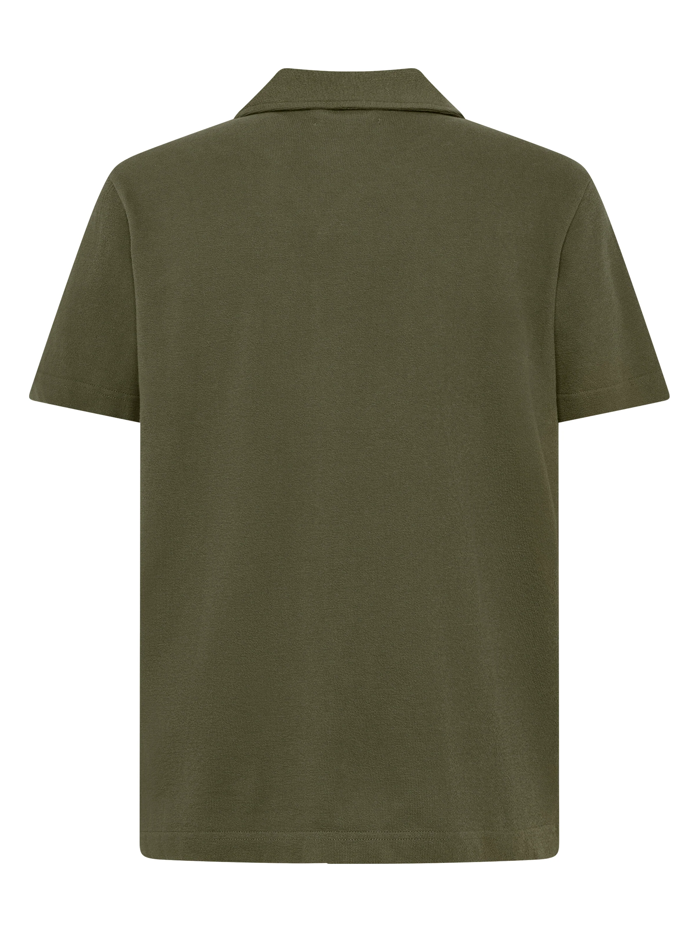 Relaxed bouclé short sleeve shirt - Burned Olive - Image 3
