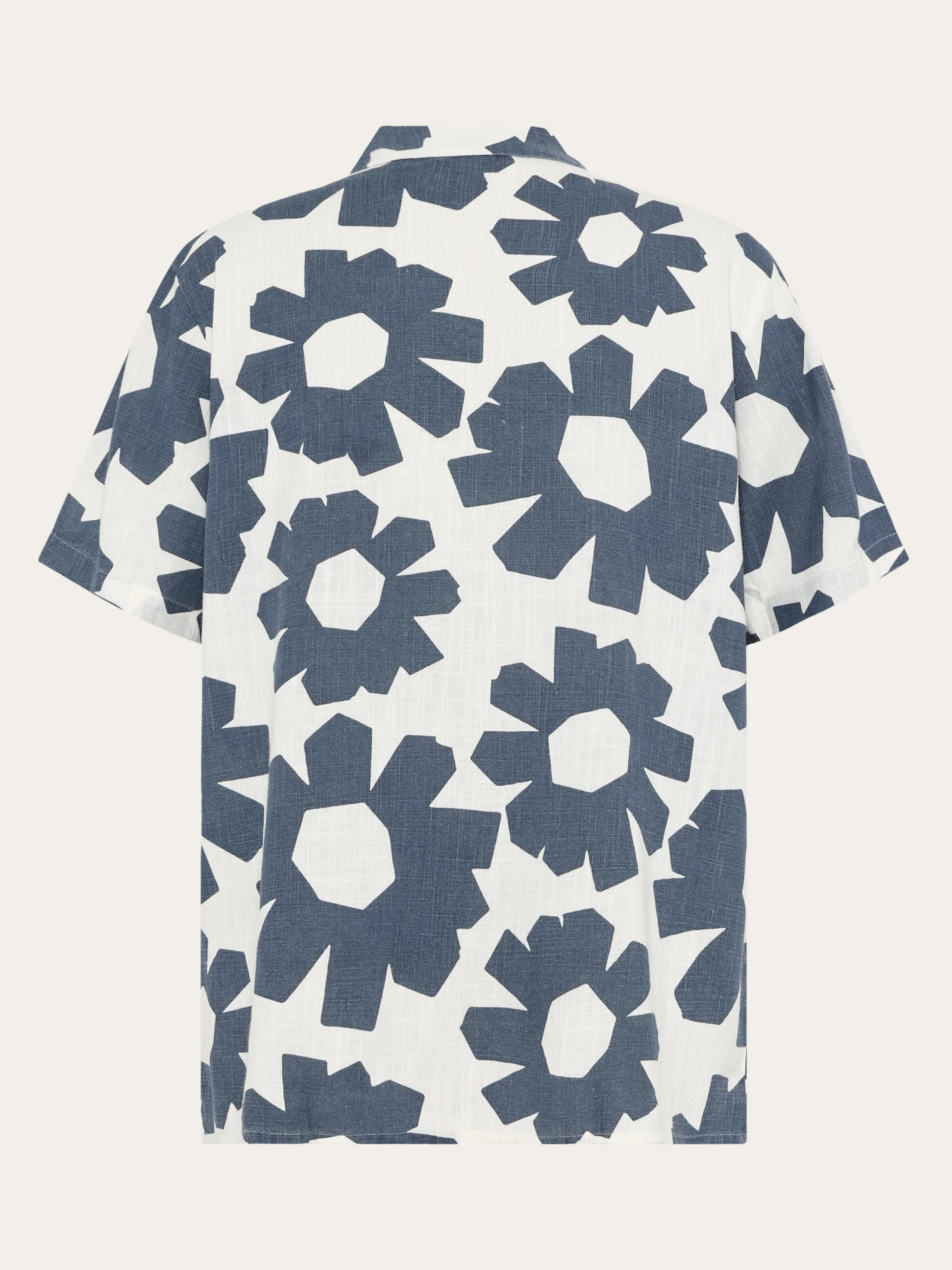 Relaxed linen blend print short sleeve shirt - Blue - Image 7