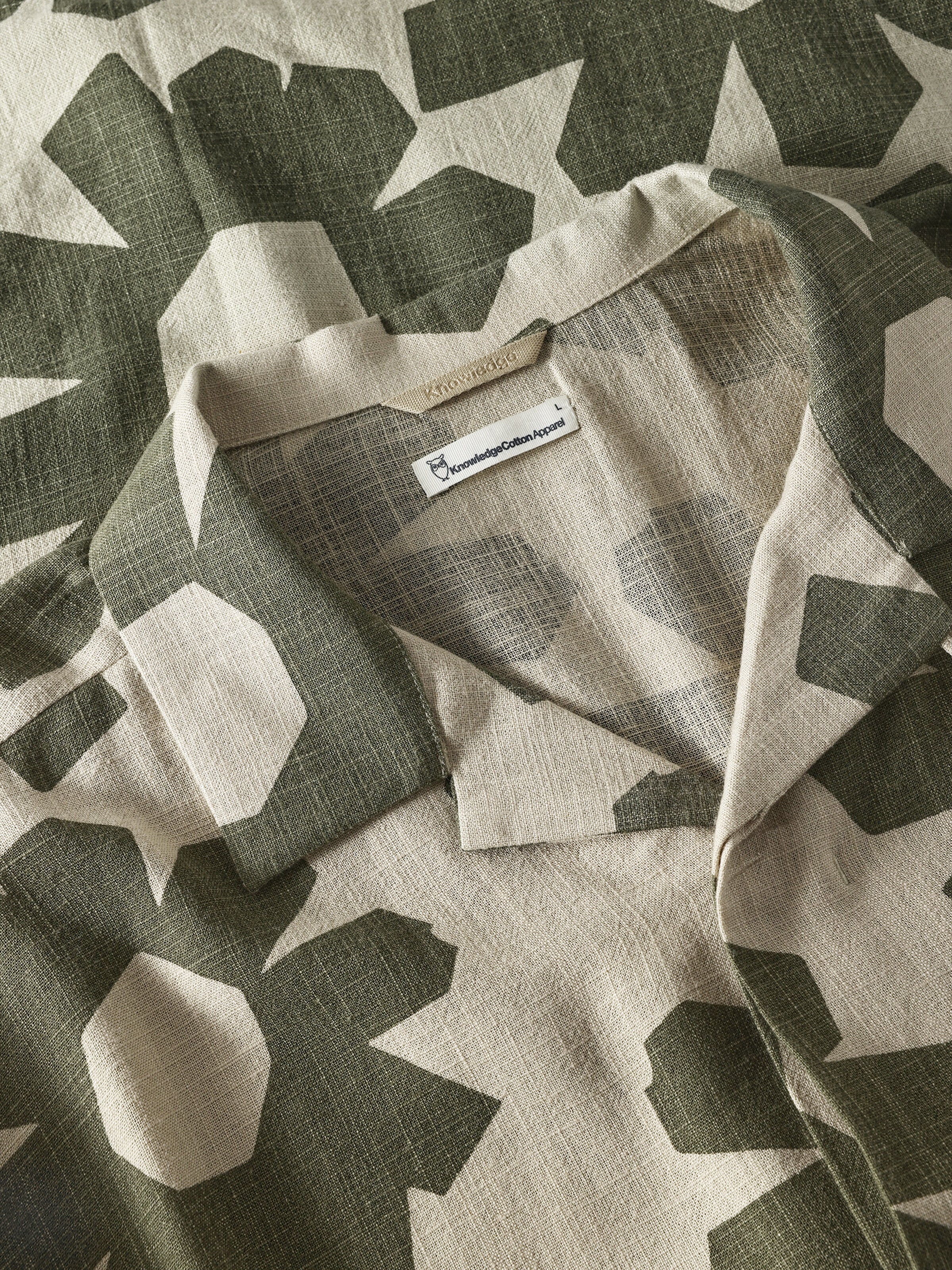 Relaxed linen blend print short sleeve shirt - Green - Image 2