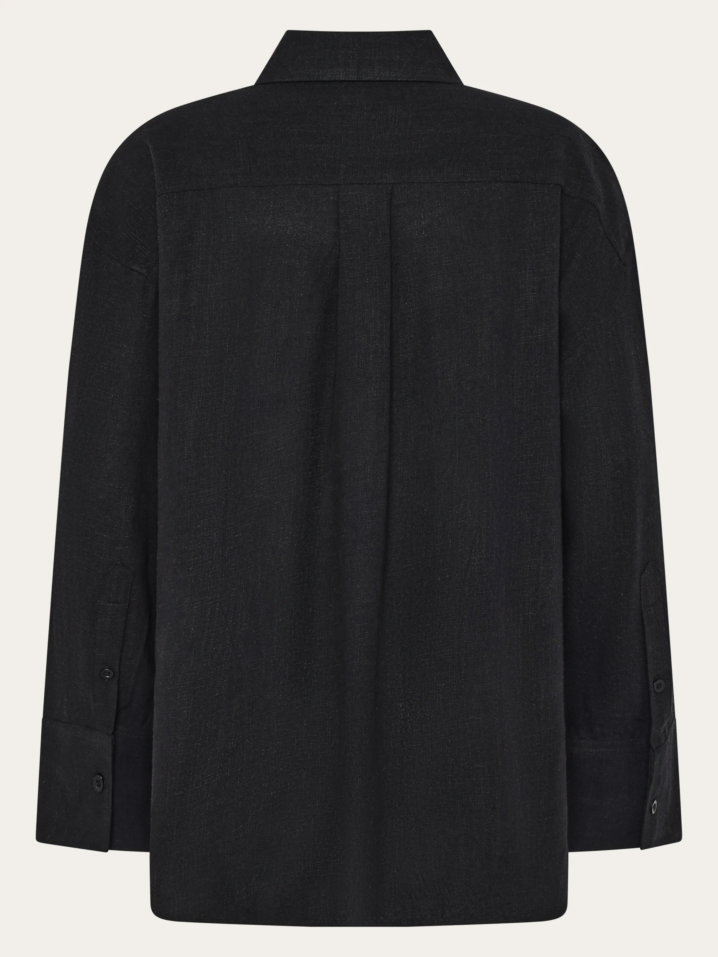 Relaxed linen blend shirt - Black Jet - Image 3
