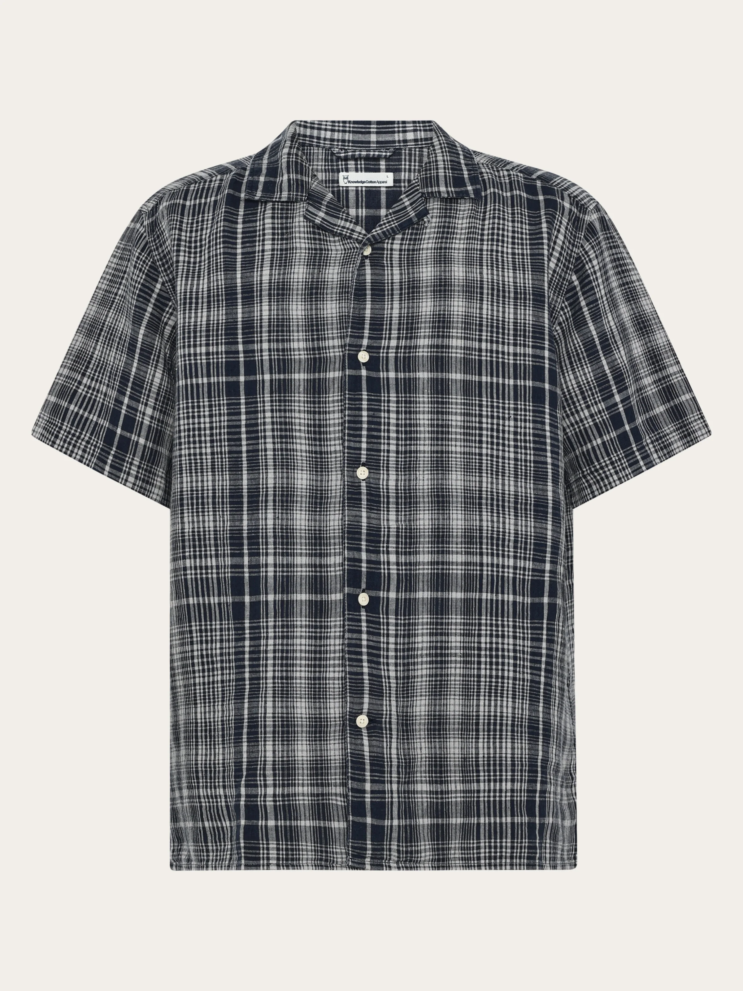 Relaxed linen short sleeve shirt - Navy