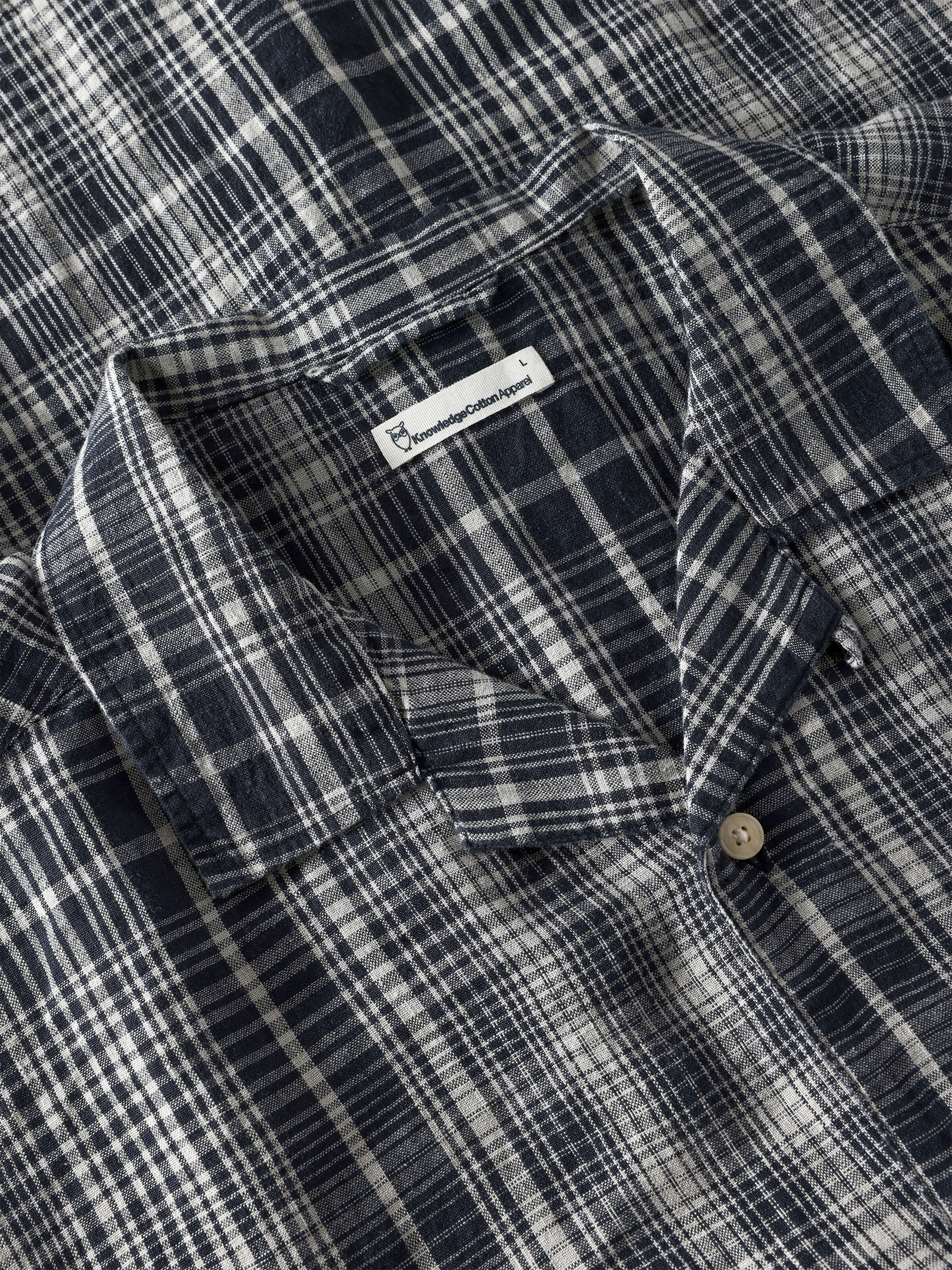 Relaxed linen short sleeve shirt - Navy - Image 4