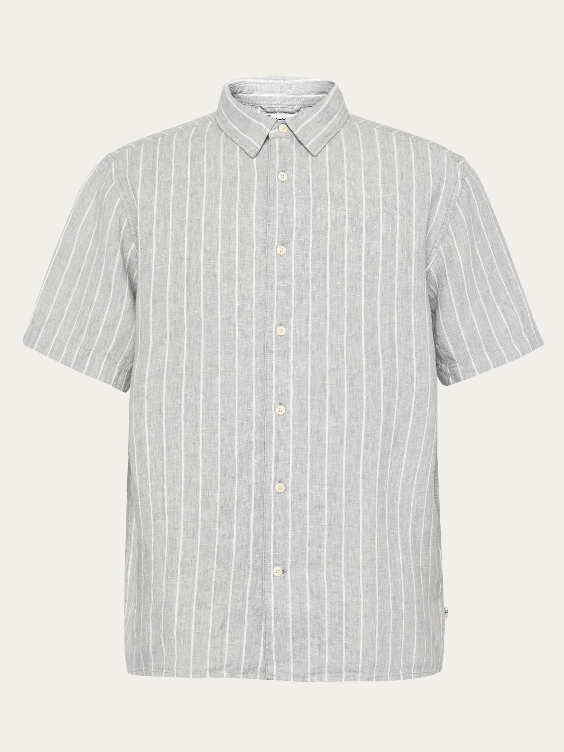 Relaxed linen stripe short sleeve shirt - Grey stripe