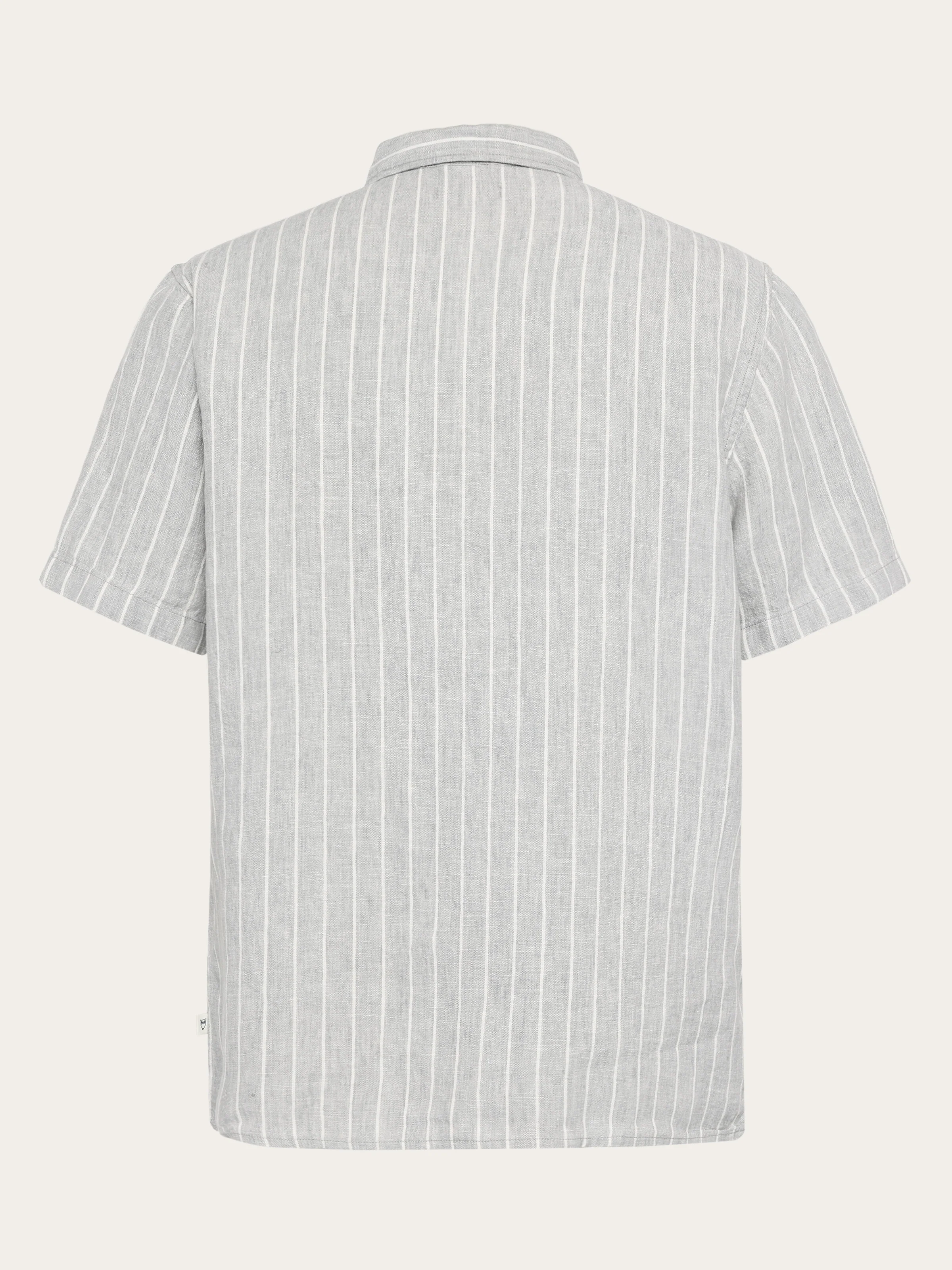 Relaxed linen stripe short sleeve shirt - Grey stripe - Image 5
