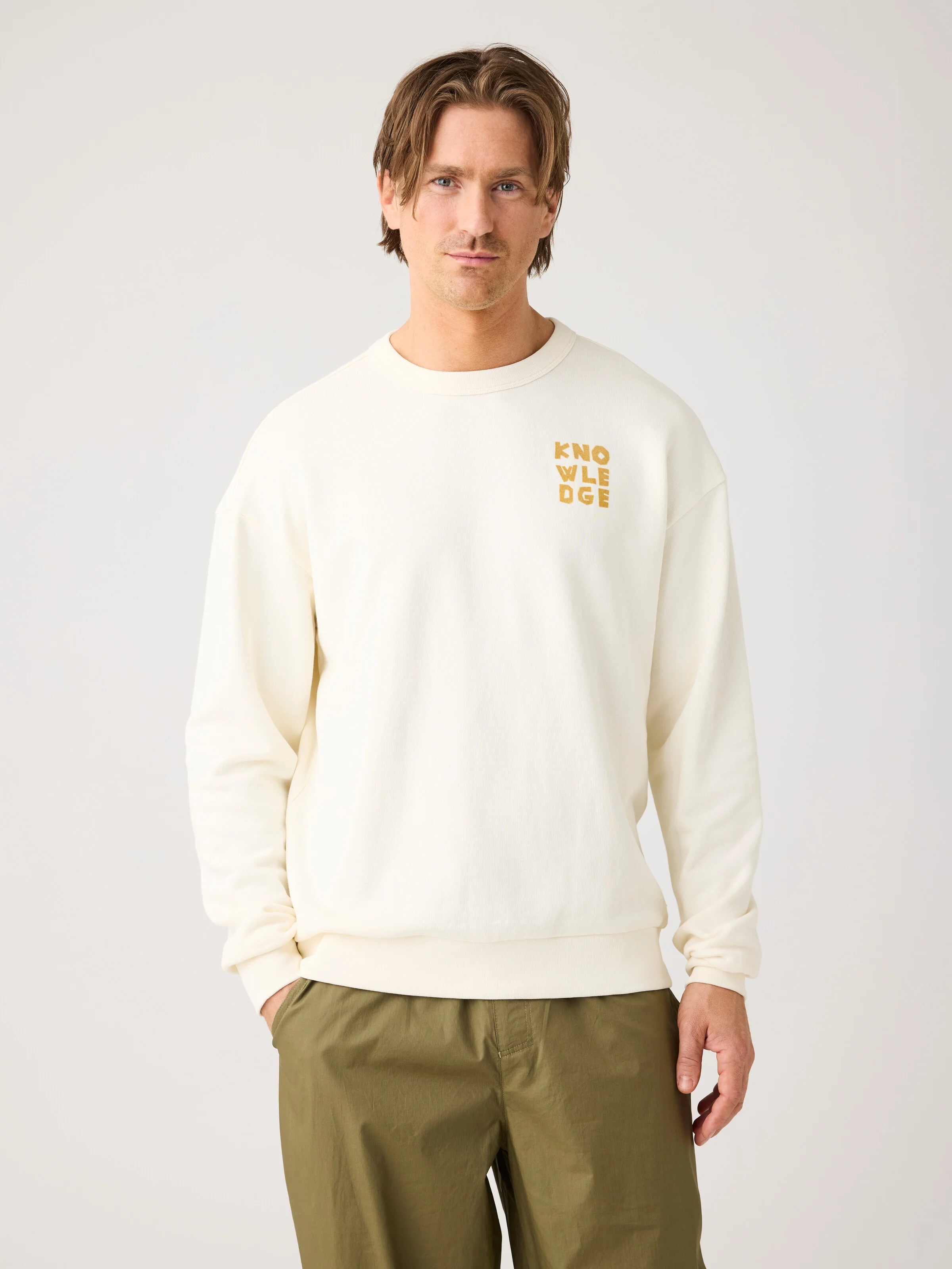 Relaxed printed crew neck - Egret - Image 2