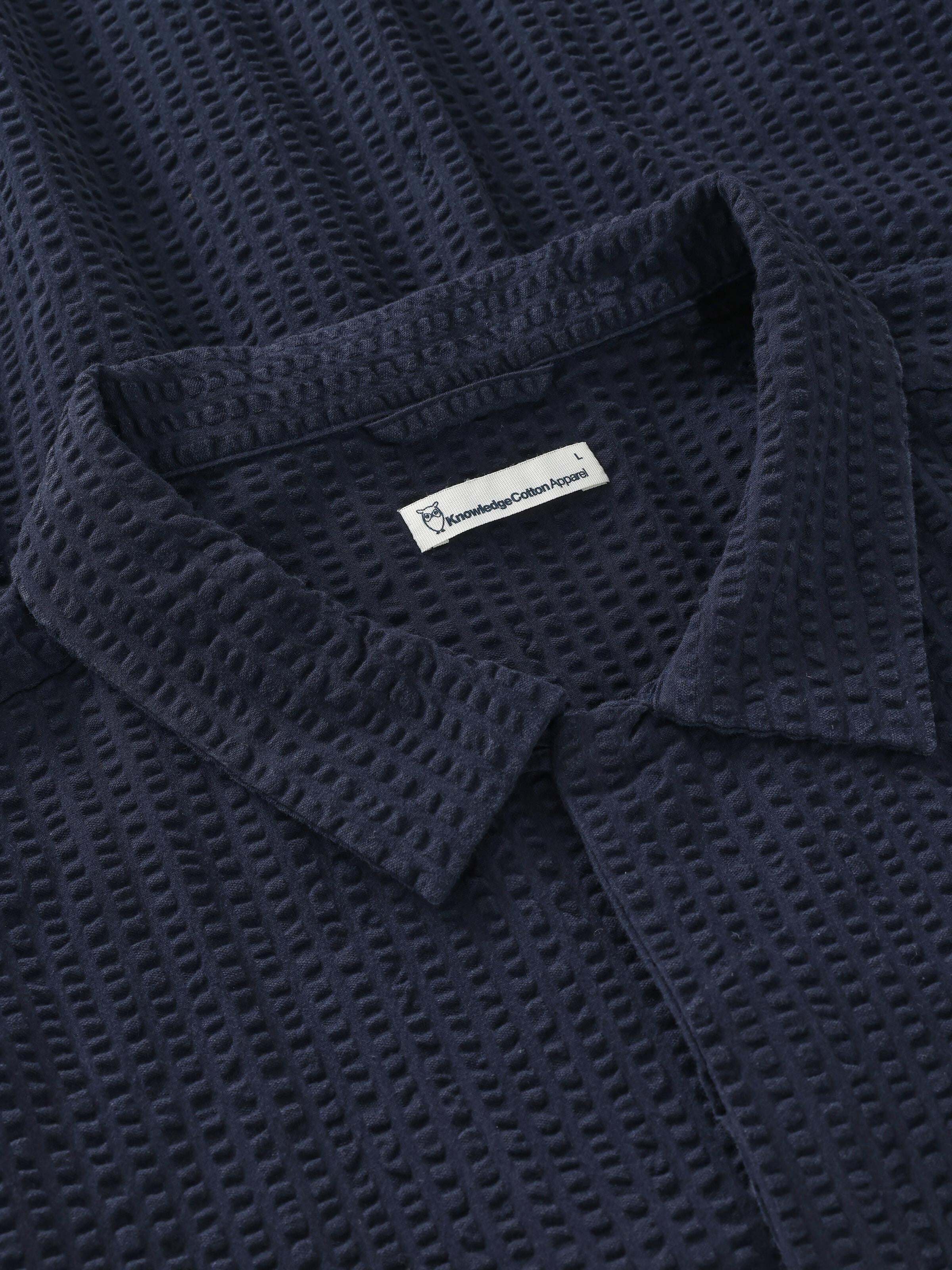 Relaxed seersucker short sleeve shirt - Night Sky - Image 2