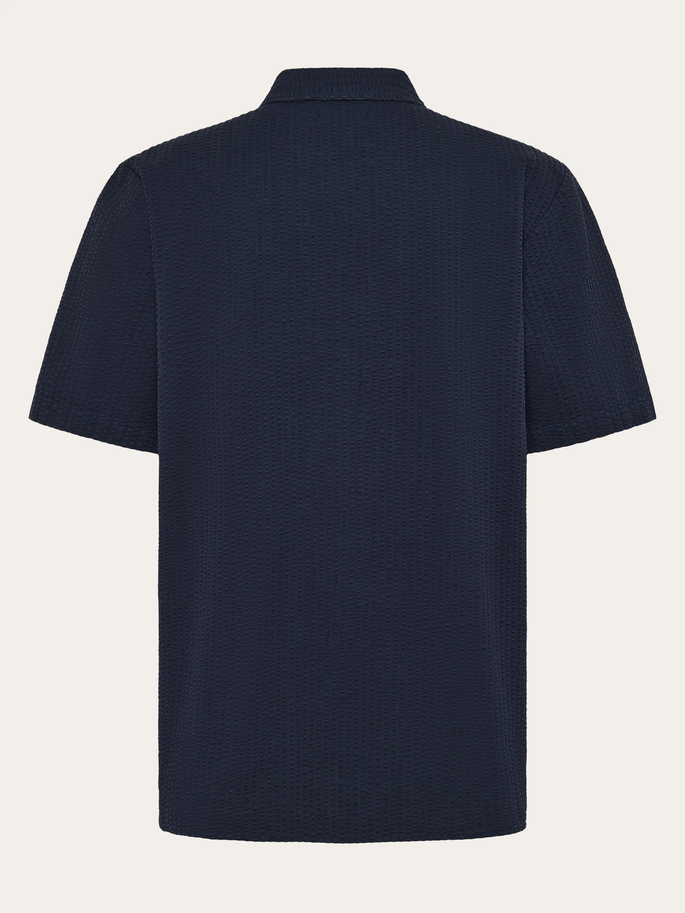 Relaxed seersucker short sleeve shirt - Night Sky - Image 3
