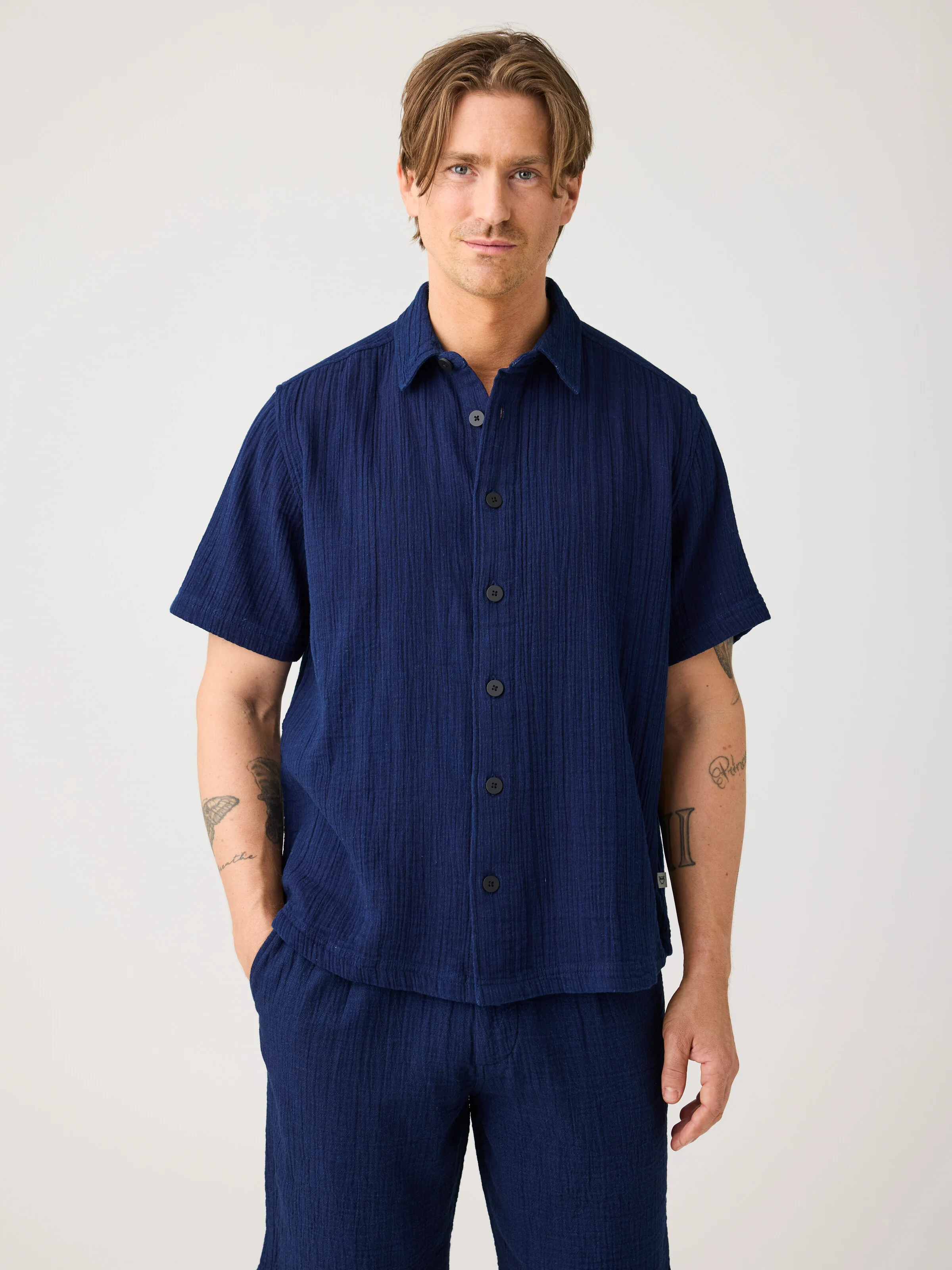 Relaxed short sleeve shirt - Indigo - Image 2