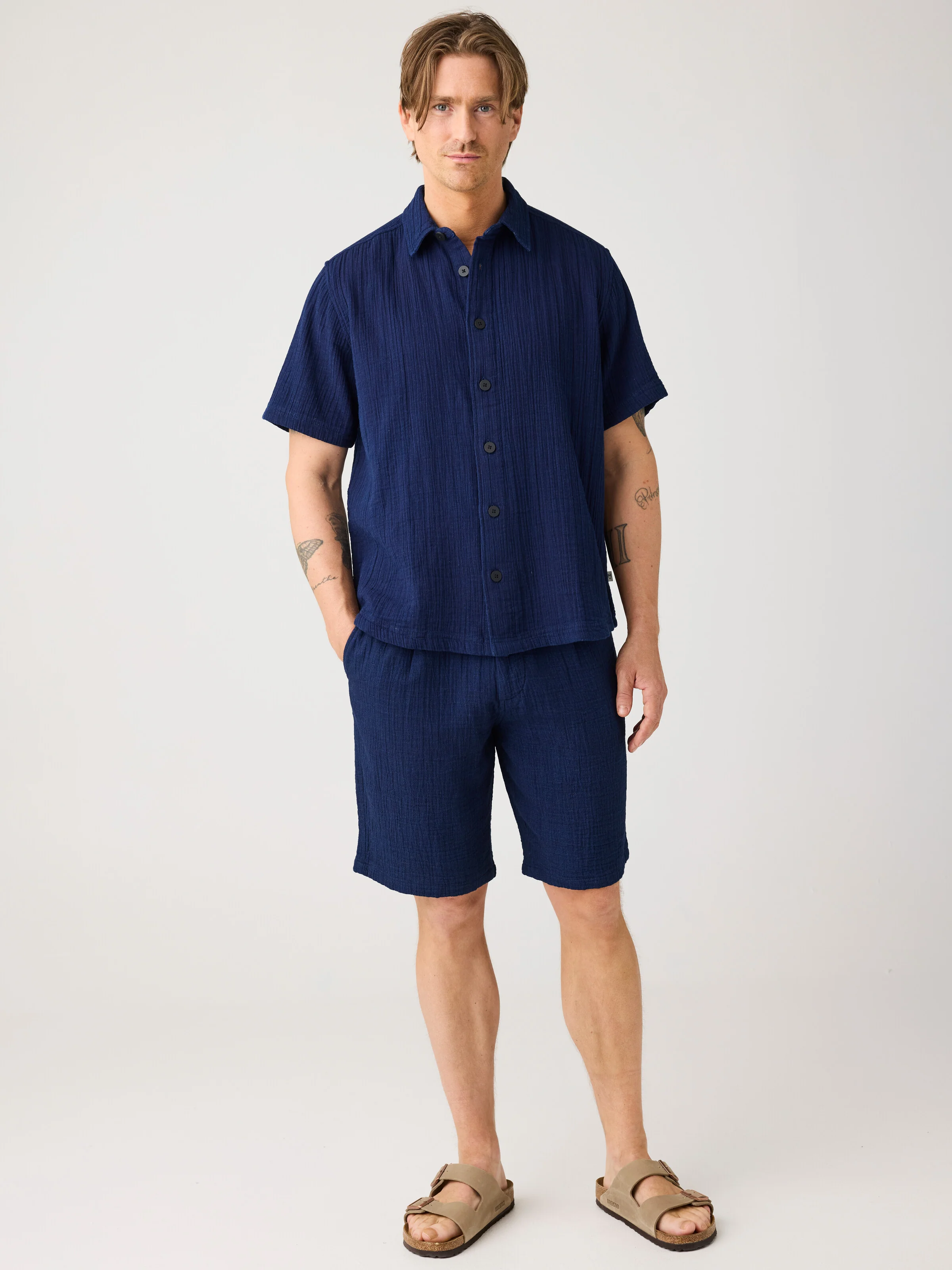 Relaxed short sleeve shirt - Indigo - Image 3