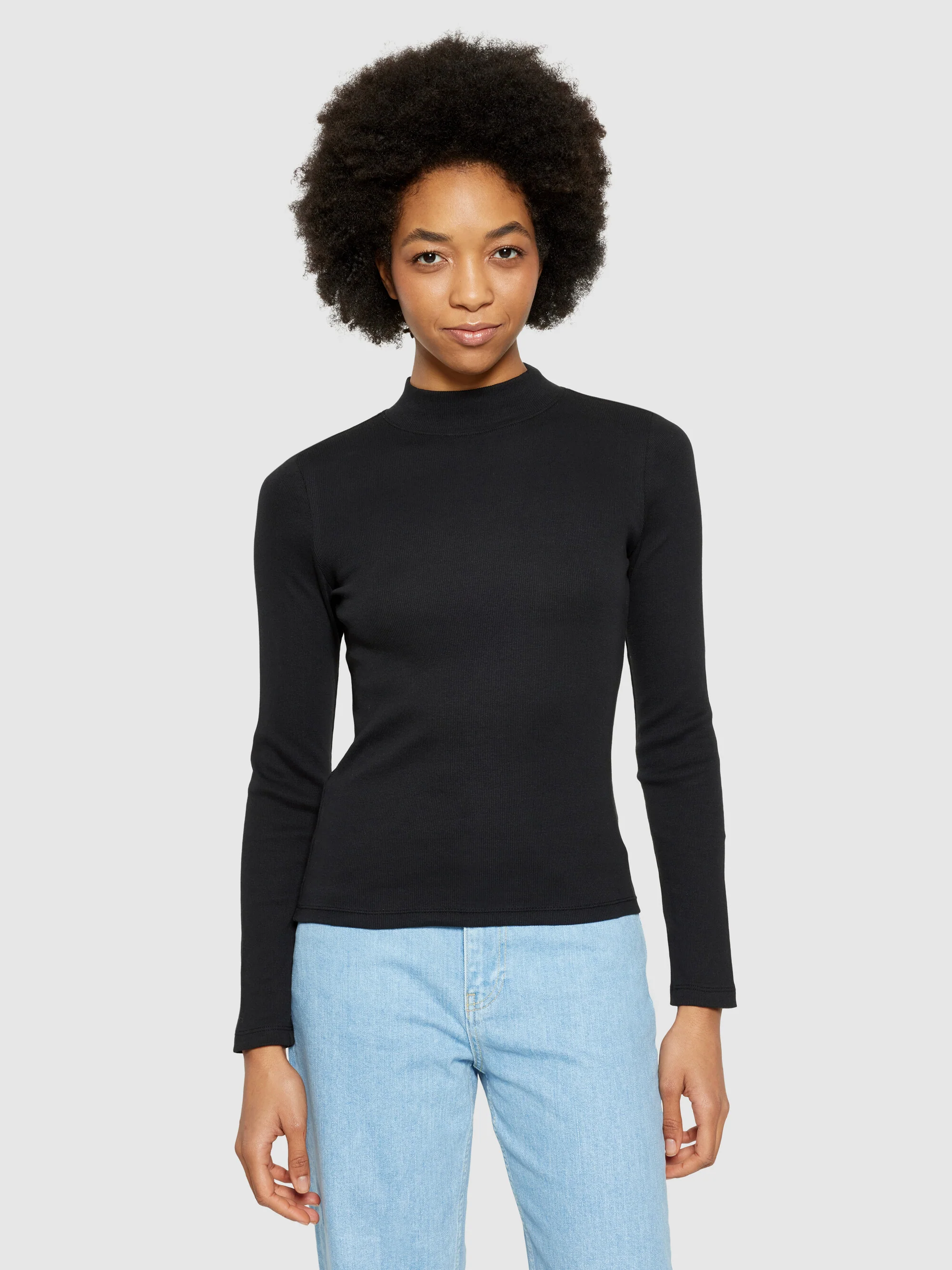 Rib high neck LS - Black Jet - Image 2